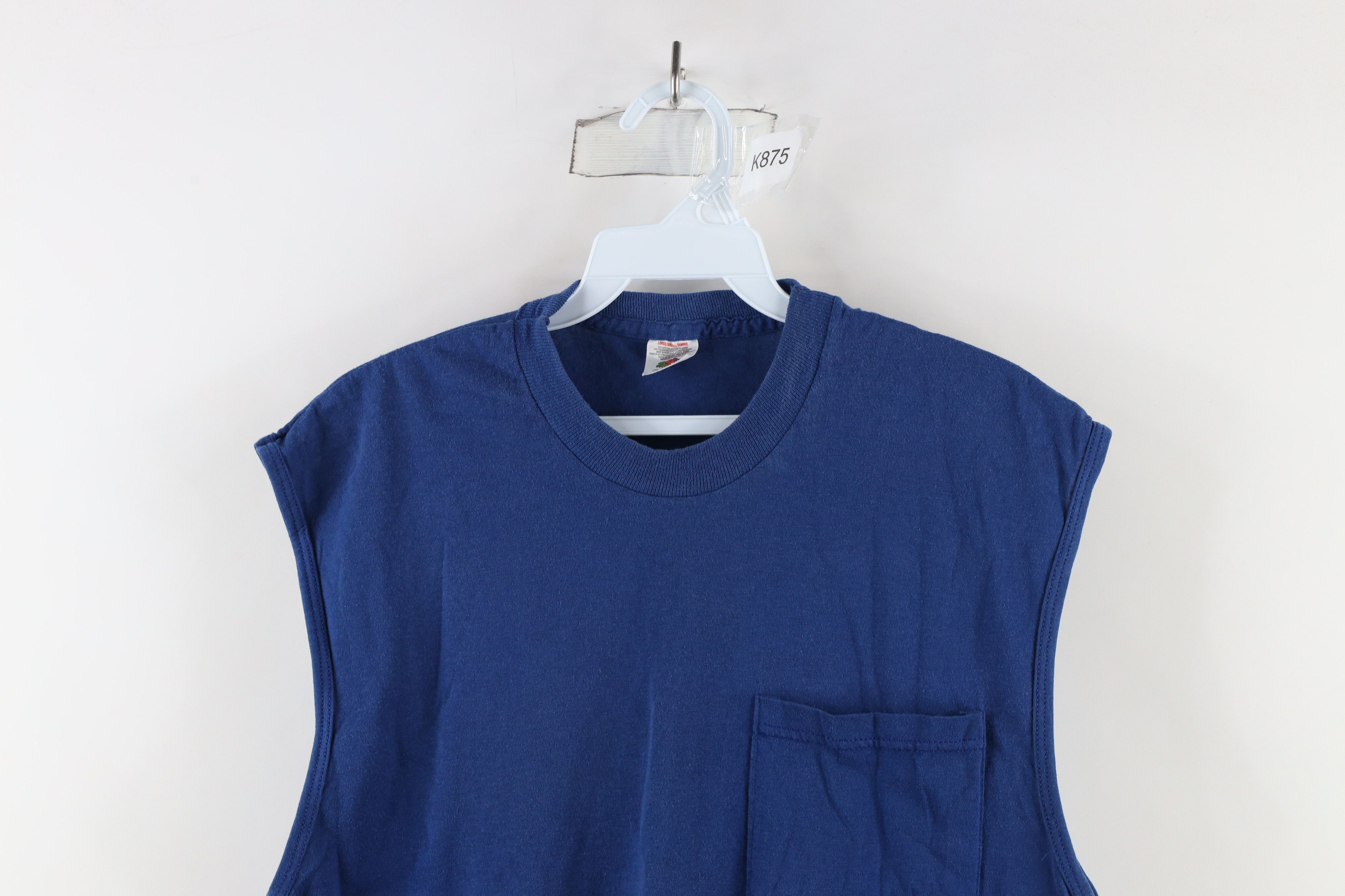 Vintage Vintage 90s Streetwear Blank Sleeveless Muscle T-Shirt Blue Size US L / EU 52-54 / 3 - 2 Thumbnail