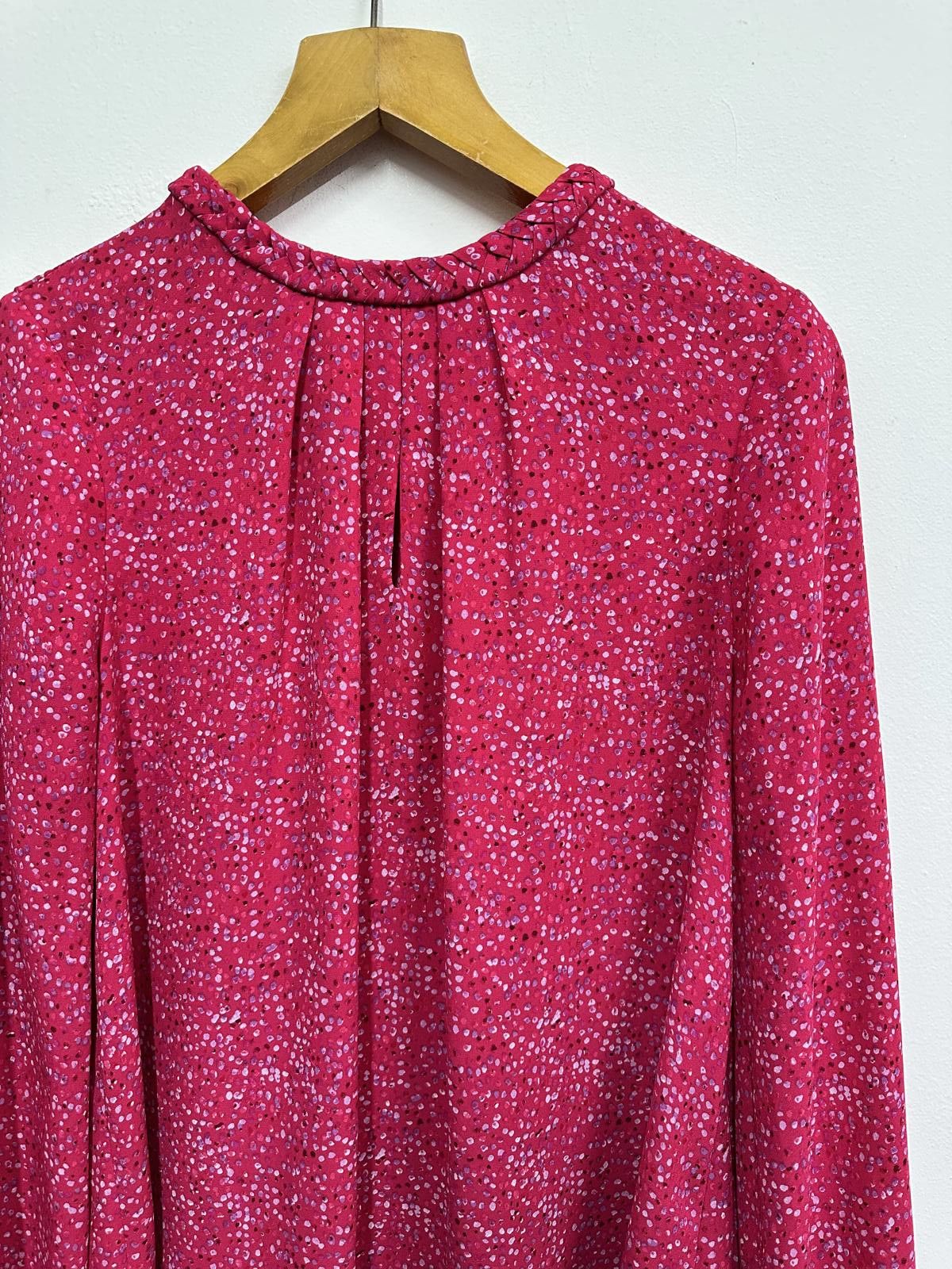 Other Hobbs Women's Long Sleeve Pink Patterned Blouse Size L / US 10 / IT 46 - 3 Thumbnail