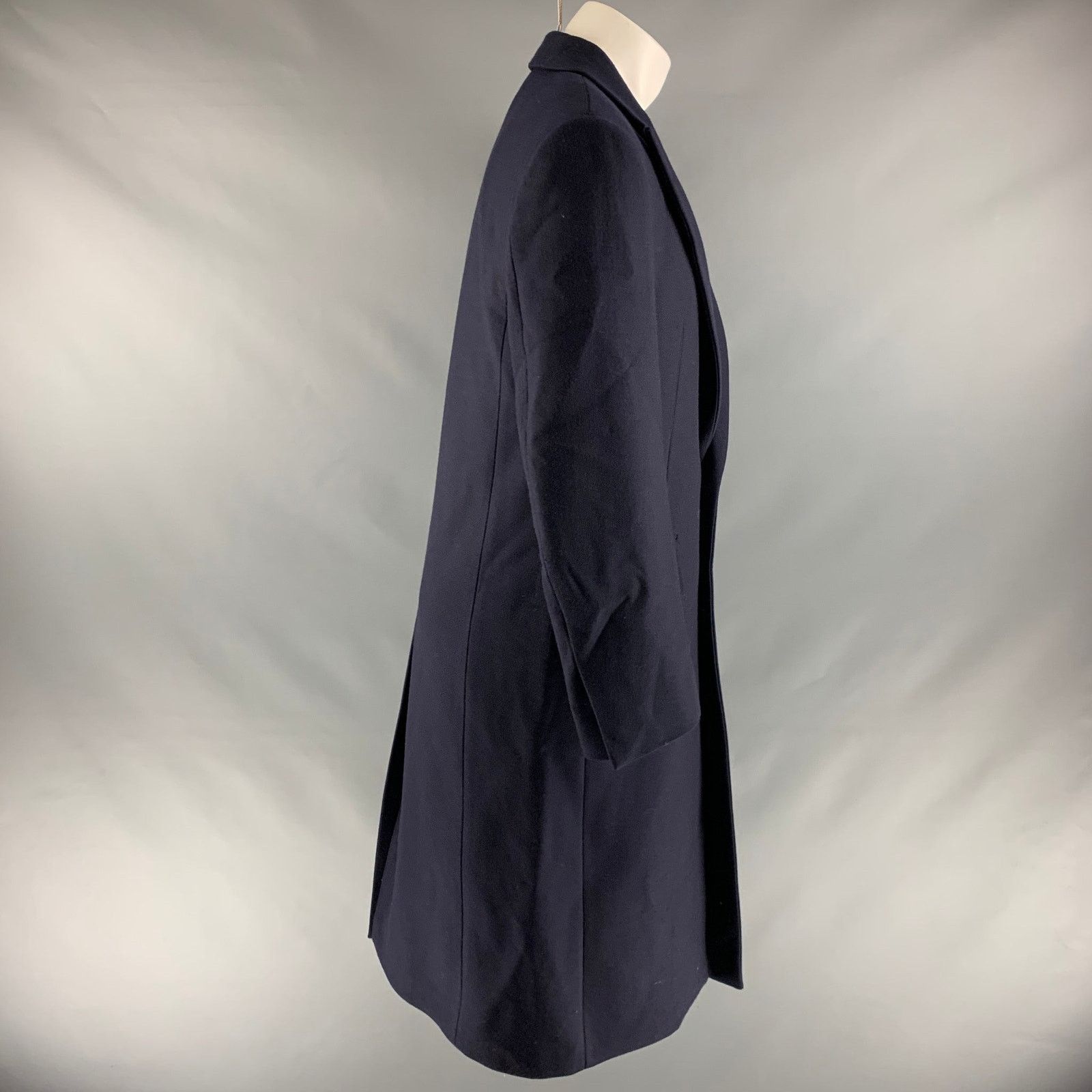 System SYSTEM Size 38 Navy Solid Wool Blend Notch Lapel Coat Size US S / EU 44-46 / 1 - 2 Thumbnail