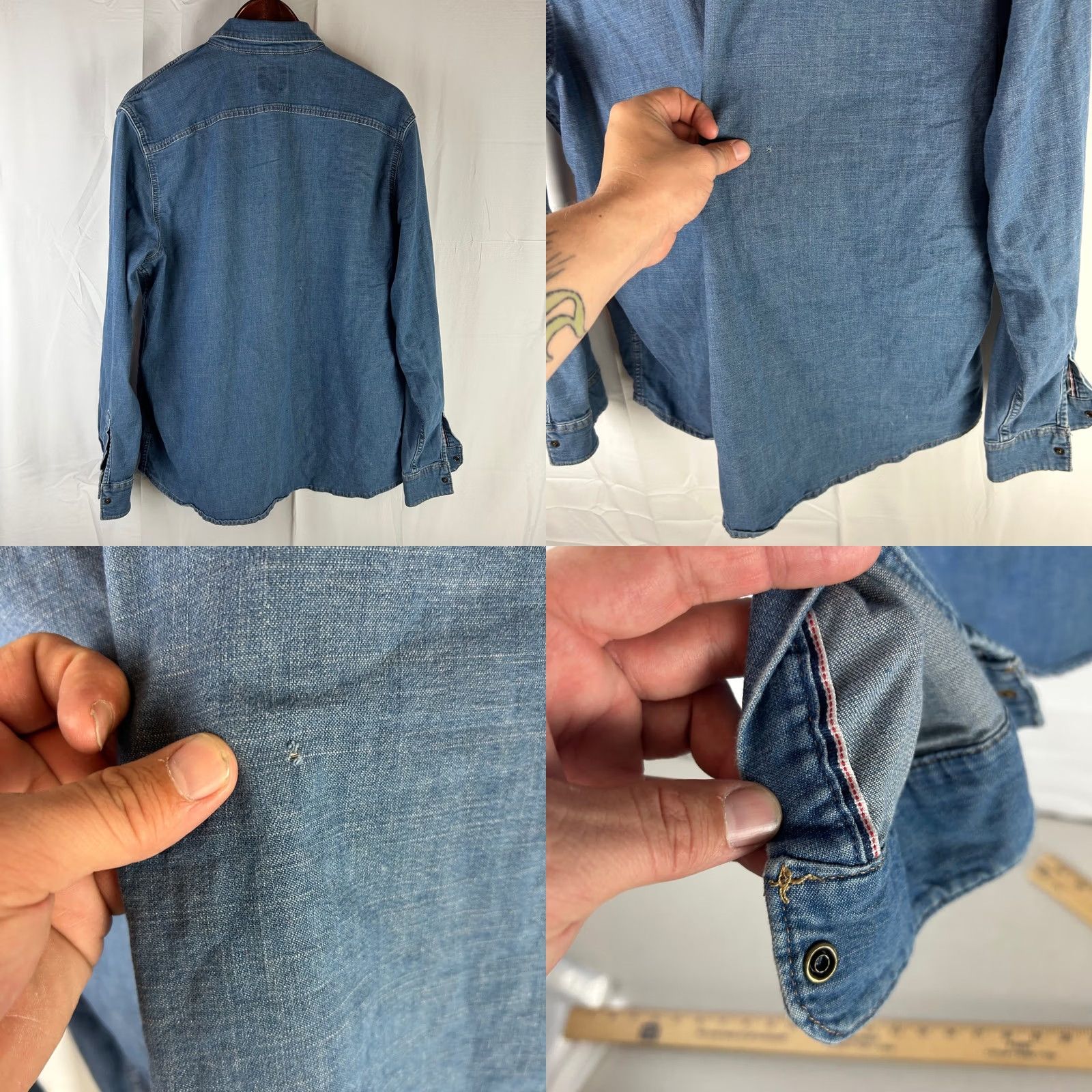 Wrangler Wrangler Western Shirt Mens XL Blue Denim Pearl Snap Long Sleeve Size US XL / EU 56 / 4 - 8 Thumbnail
