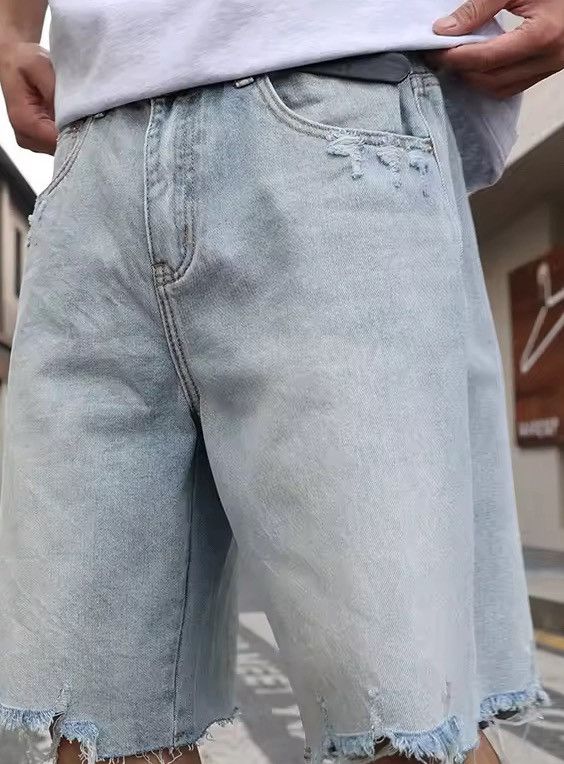 Jean Korean style ripped light jeans shorts Size US 38 / EU 54 - 2 Thumbnail