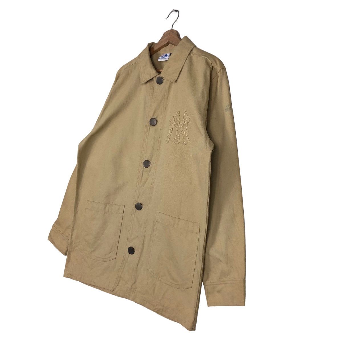 Japanese Brand 🔥Vintage Chore Jacket Majestic New York Big Logo Spell Out Size US L / EU 52-54 / 3 - 2 Thumbnail
