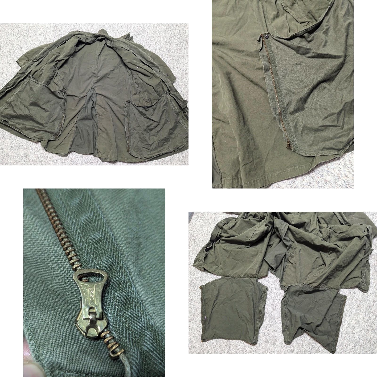 Vintage VINTAGE US ARMY trenchcoat Overcoat Shirt Mens M Green belted wool/ cotton long jacket cape with pant legs hidden Zip closure Button chest 40 Size US 31 - 8 Thumbnail