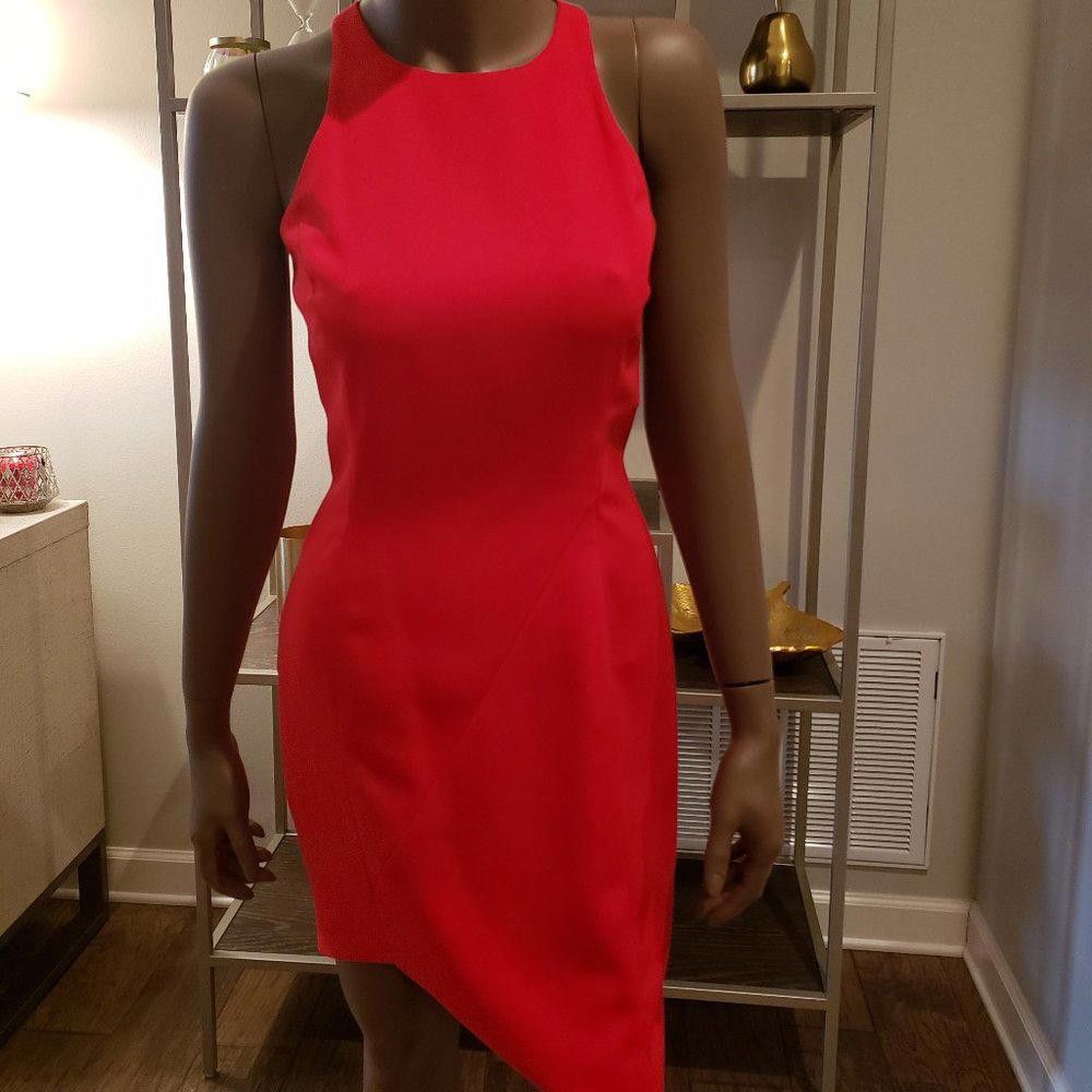 Designer NWT JAYGodfrey Red Sheath Dress w/Asymmetrical Hem Size M / US 6-8 / IT 42-44 - 3 Thumbnail
