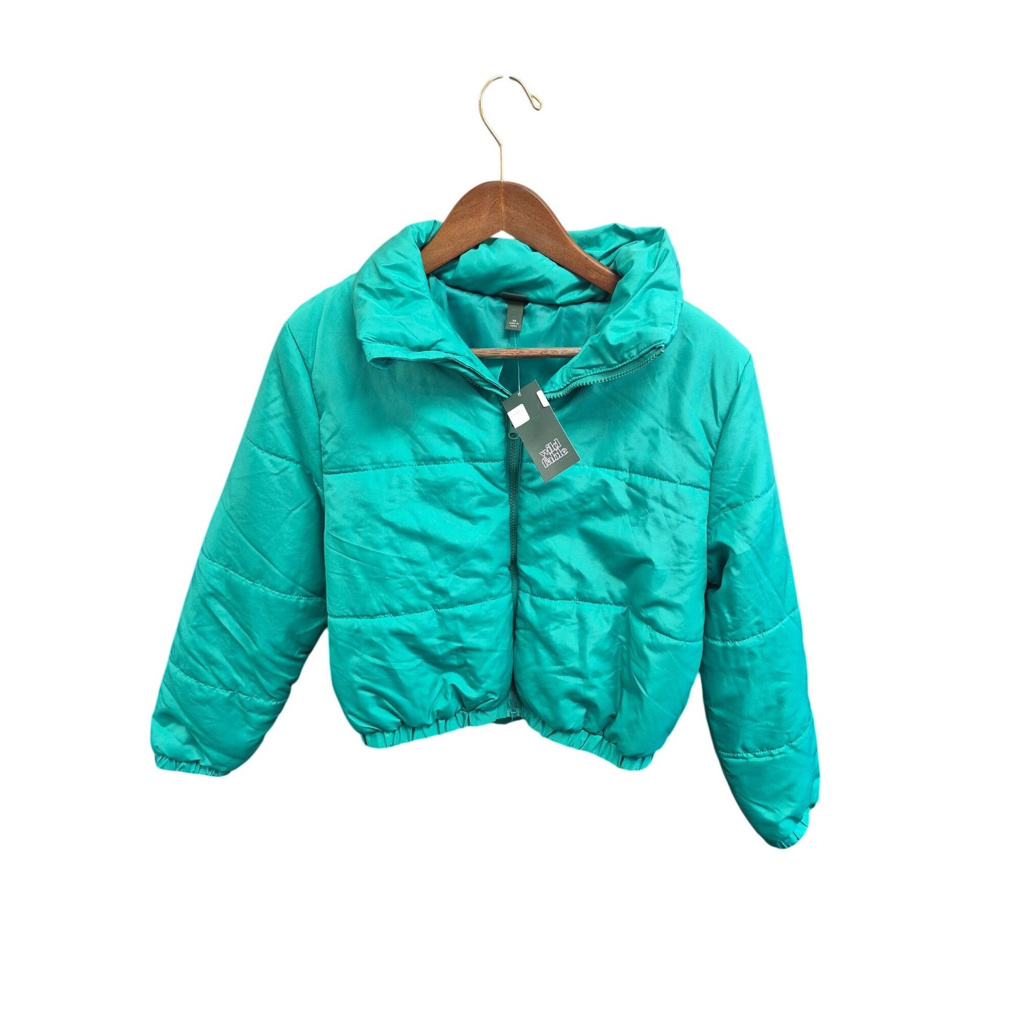 Other Wild Fable Cropped Puffer Jacket XS Green Quilted Lightweigh Size XS / US 0-2 / IT 36-38 - 2 Thumbnail