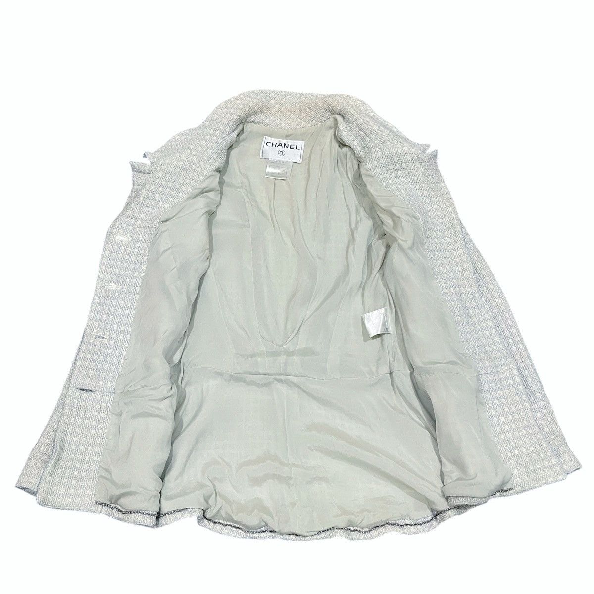 Chanel Chanel Light Blue/Beige Tweed Jacket Size L / US 10 / IT 46 - 3 Thumbnail