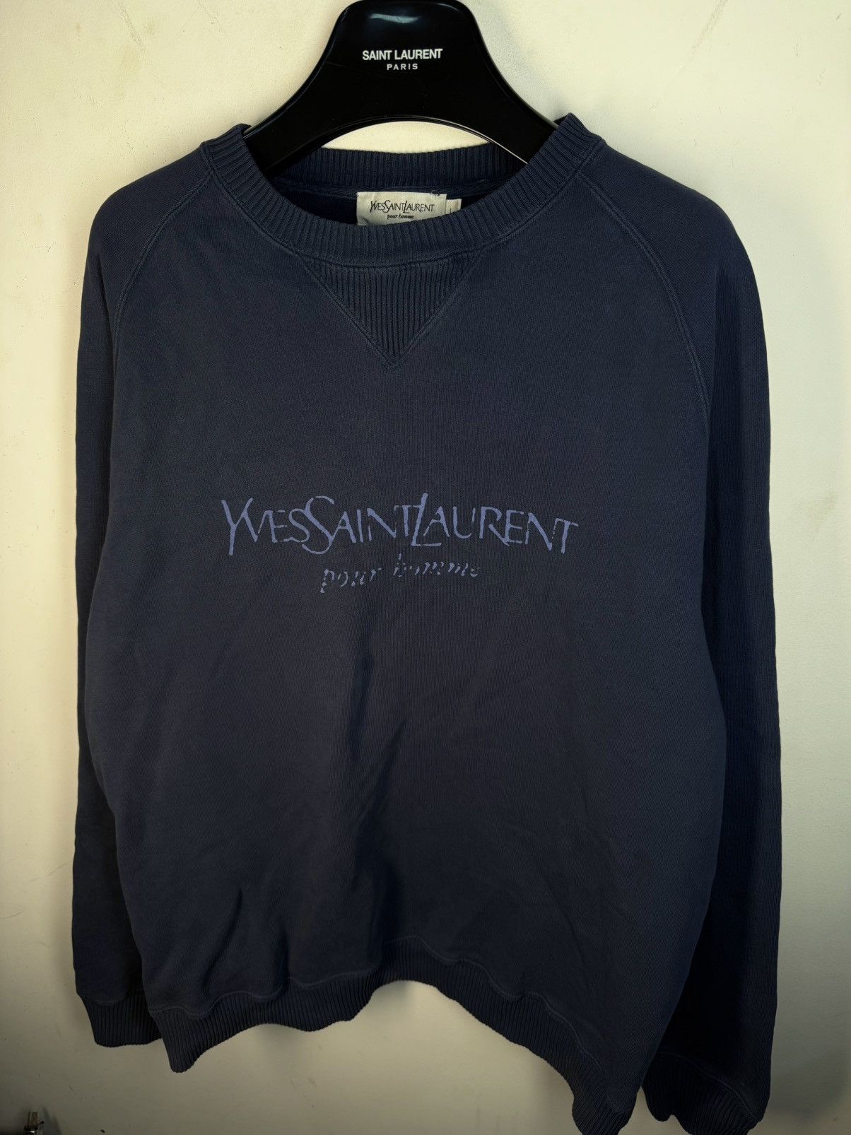 Yves Saint Laurent Big Logo YSL Sweatshirt Navy Vintage Paris Crewneck y2k Size US L / EU 52-54 / 3 - 2 Thumbnail