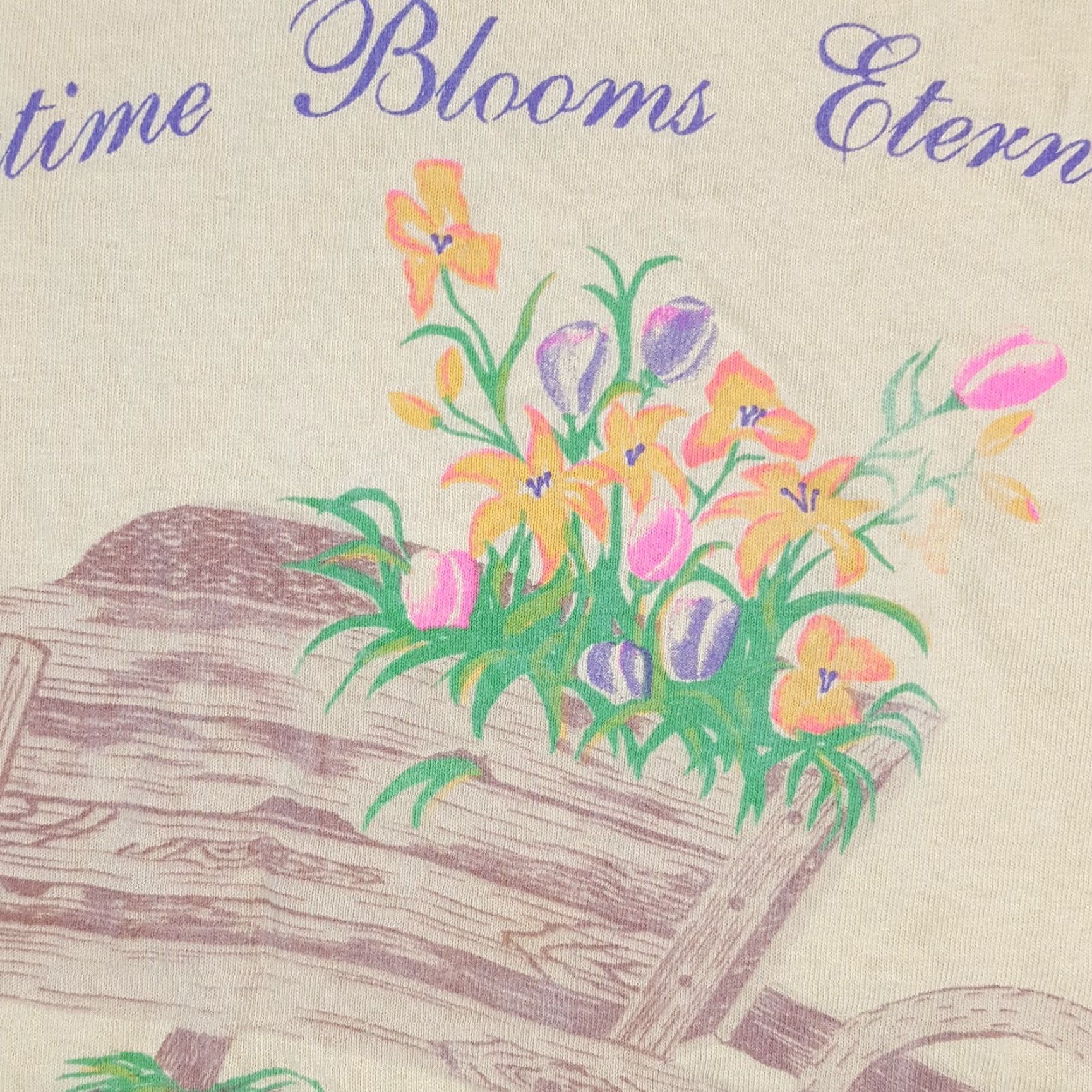 Anvil VINTAGE 90s Springtime Blooms Eternal Kentucky Size L Nature Flower T Shirt Size US L / EU 52-54 / 3 - 4 Thumbnail