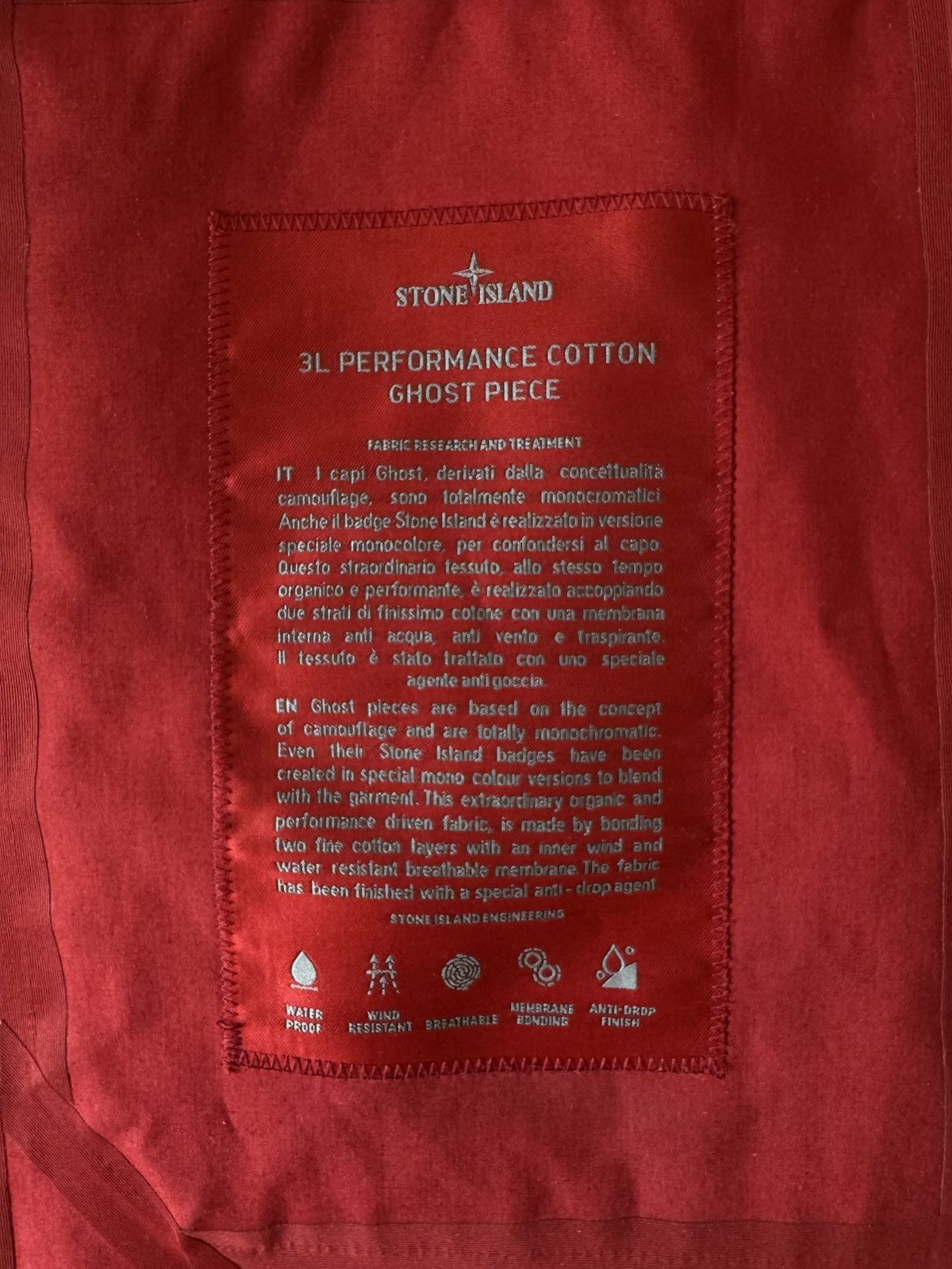 Stone Island 🔥 Stone Island Ghost Piece Red 3L Performance Cotton Jacket Size US L / EU 52-54 / 3 - 12 Thumbnail