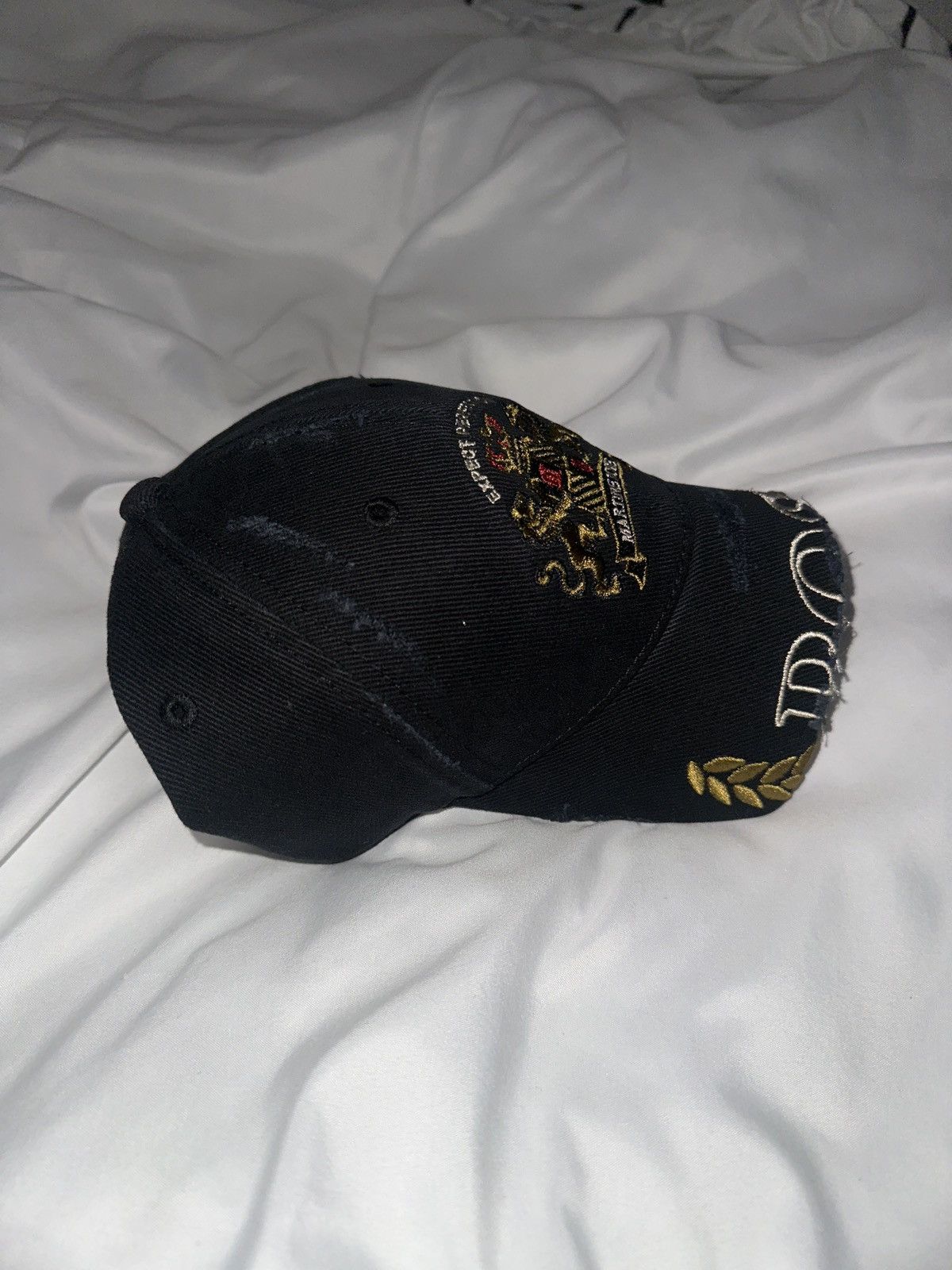 Martine Rose MARTINE ROSE BLACK WASHED CUT PEAK HAT Size ONE SIZE - 3 Thumbnail