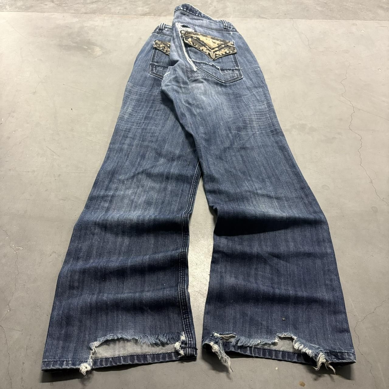 Vintage Y2K Flared Baggy Dark Wash True Religion Style Denim Jeans Size US 38 / EU 54 - 4 Thumbnail