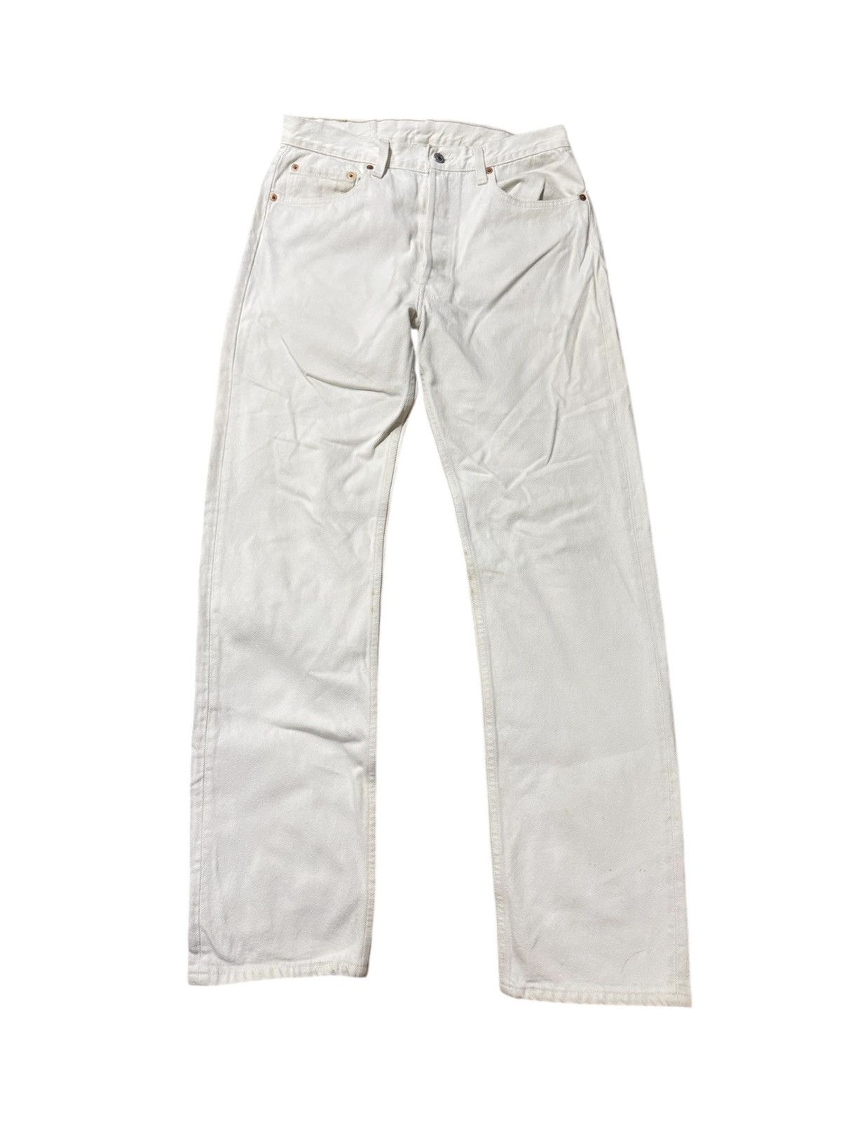 Levi's × Vintage Vintage 90s Levi’s 501 White Denim Jeans Size US 31 - 1 Thumbnail