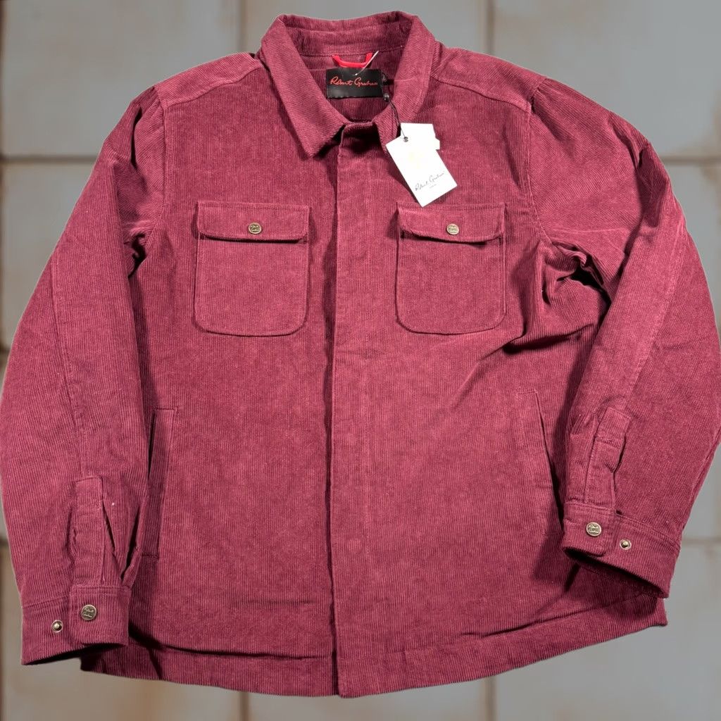 Robert Graham VINTAGE Robert Graham Burgundy Chore Corduroy Quilted Lined Jacket Coat XL Men Regular Zip Button Pockets Solid Pattern Fall Winter - 298 Size US XL / EU 56 / 4 - 1 Thumbnail