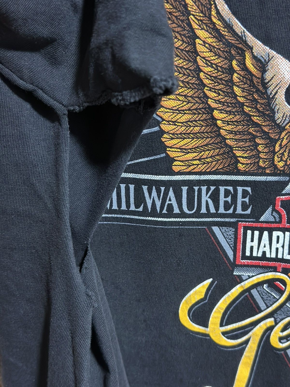 Harley Davidson Thrashed Vintage 90s Harley Davidson R.K Stratman Distress T Size US XL / EU 56 / 4 - 8 Thumbnail
