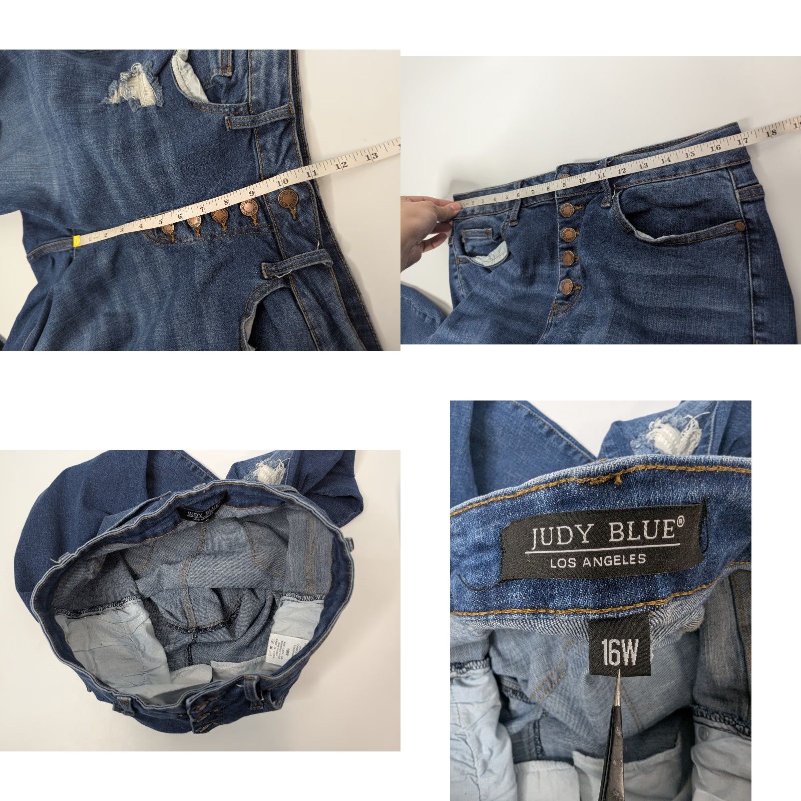 Denime Judy Blue Denim Skinny Jeans Button Fly Thermal Patches Womens 16W JB88307 MD-S Size 38" / US 16 / IT 52 - 8 Thumbnail
