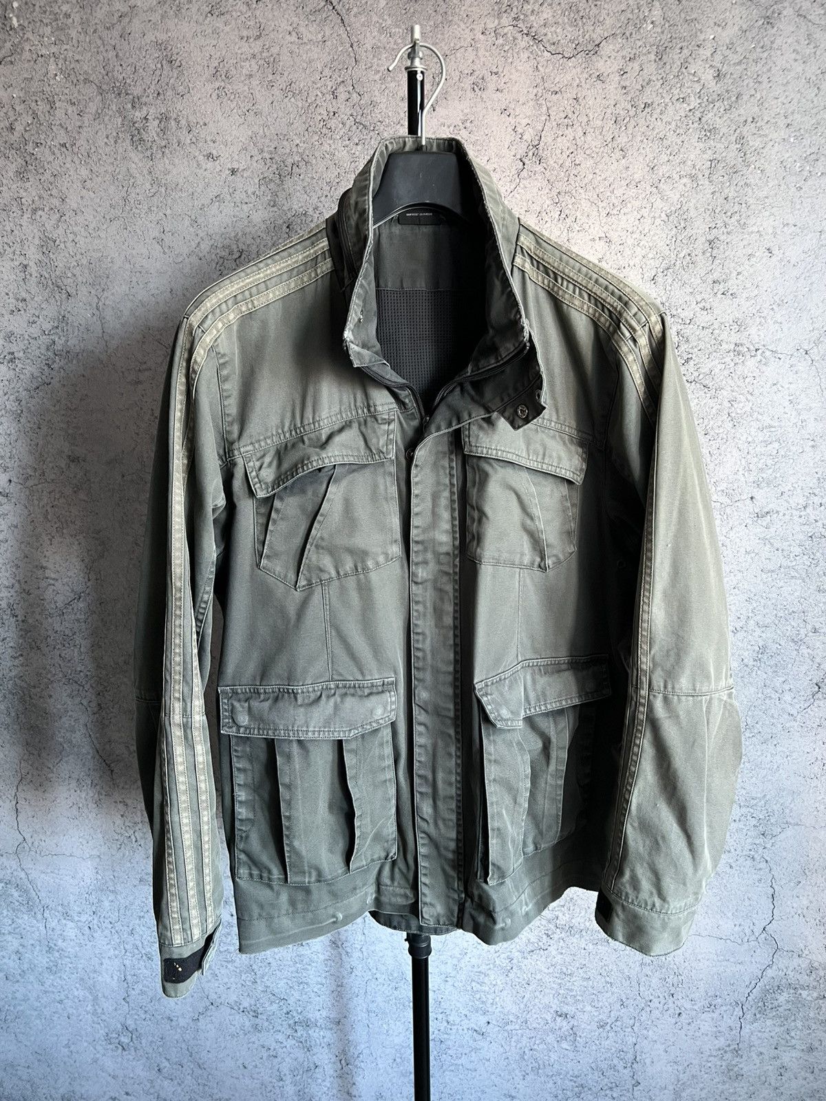 Adidas Vintage 2000s Washed Multipocket Full Zip Jacket Y2K