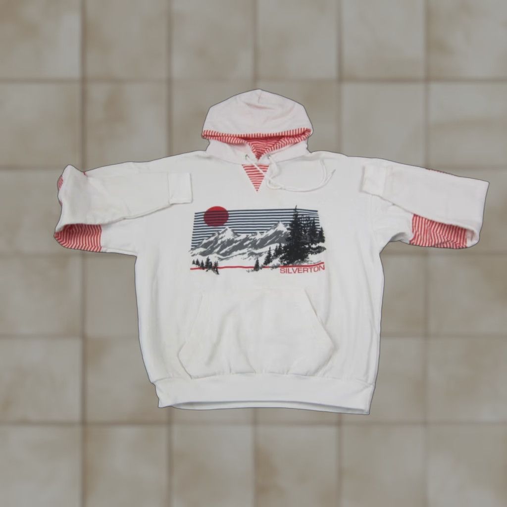 Vintage VINTAGE Diport Silverton Hoodie Mens L White Red 90s USA Made Mountain Ski Pullover Fleece Logo Size US XL / EU 56 / 4 - 1 Thumbnail