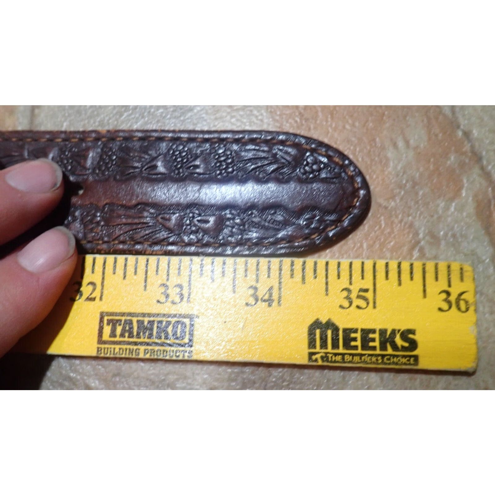 Vintage VINTAGE Bona Allen Belt GINNY Name 30 Brown Tooled Leather Western Belt Womens 70s 80s 90s USA Buckle Size ONE SIZE - 6 Thumbnail