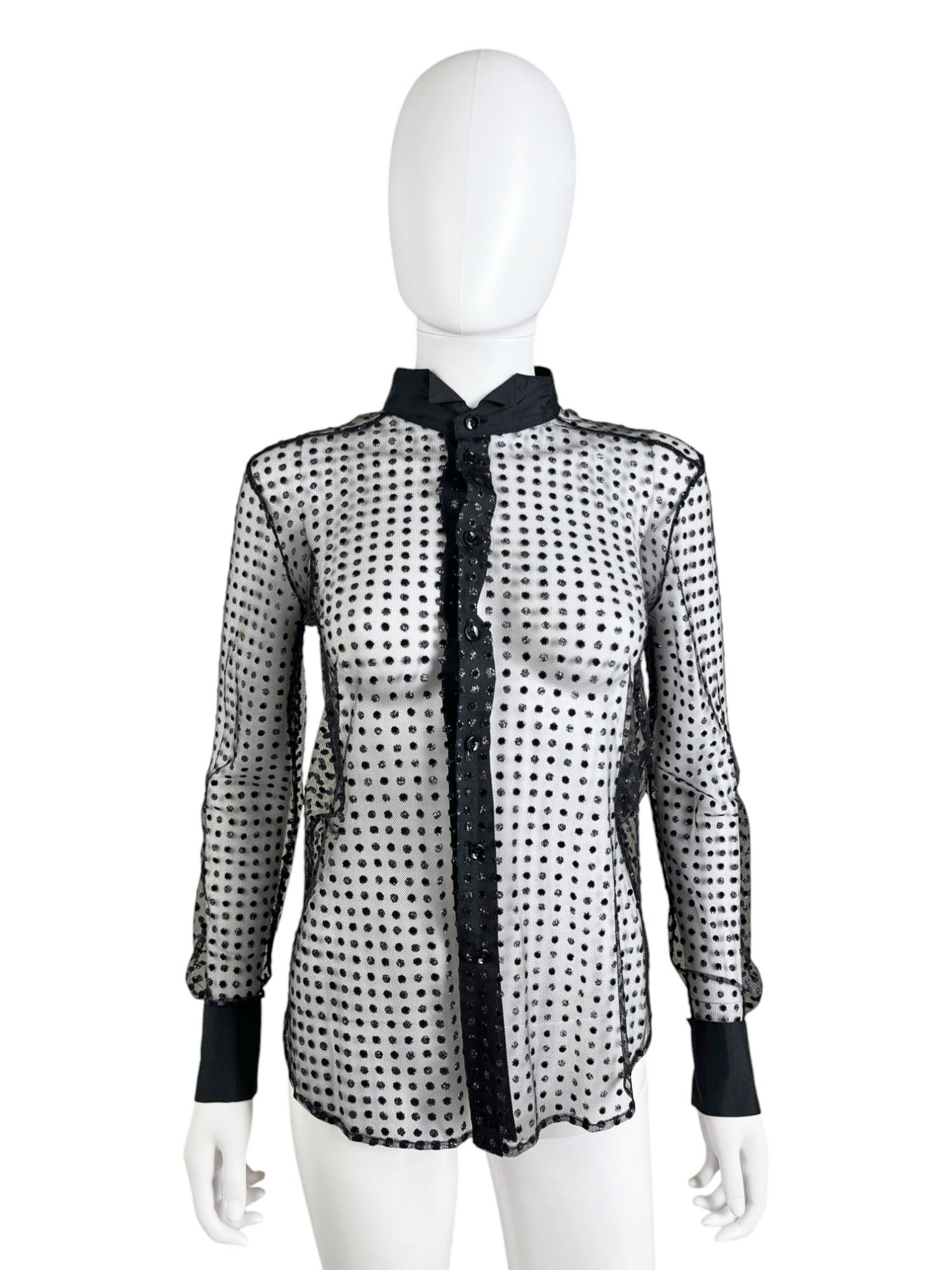 Saint Laurent Paris by Hedi Slimane S/S 2016 Transparent Silver Pois Shirt Size S / US 4 / IT 40 - 1 Thumbnail