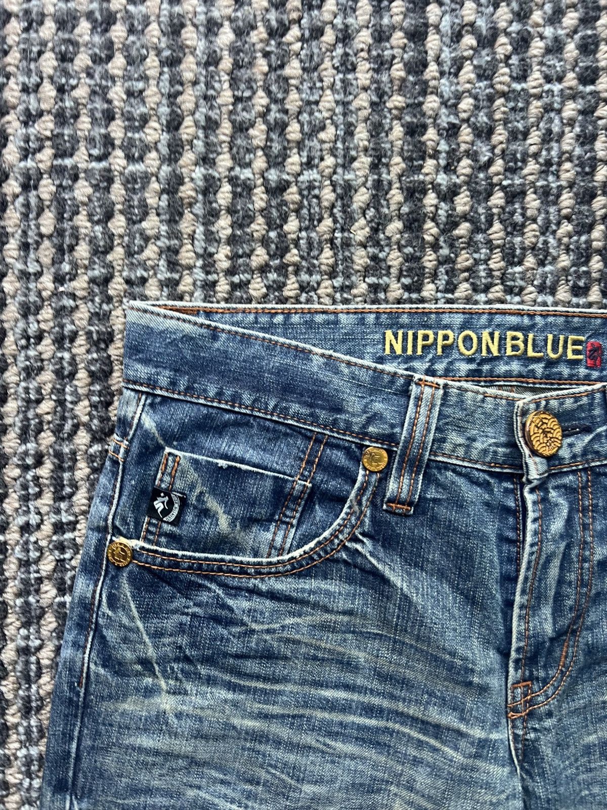 Japanese Brand 00’s Nippon Blue Embroided Demon Evisu Style Japan Jeans Y2K Size US 30 / EU 46 - 6 Thumbnail