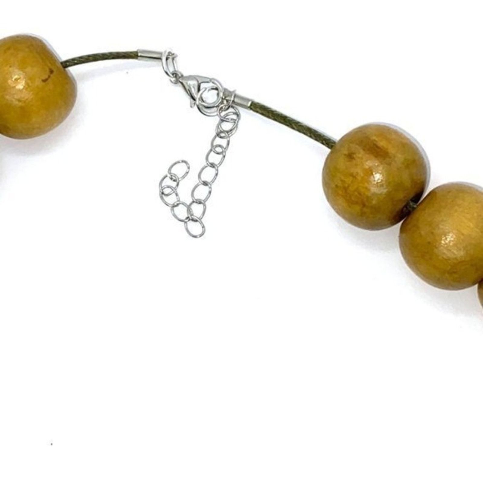Handmade Handmade Wooden Beaded Necklace Round Textured Size ONE SIZE - 7 Thumbnail