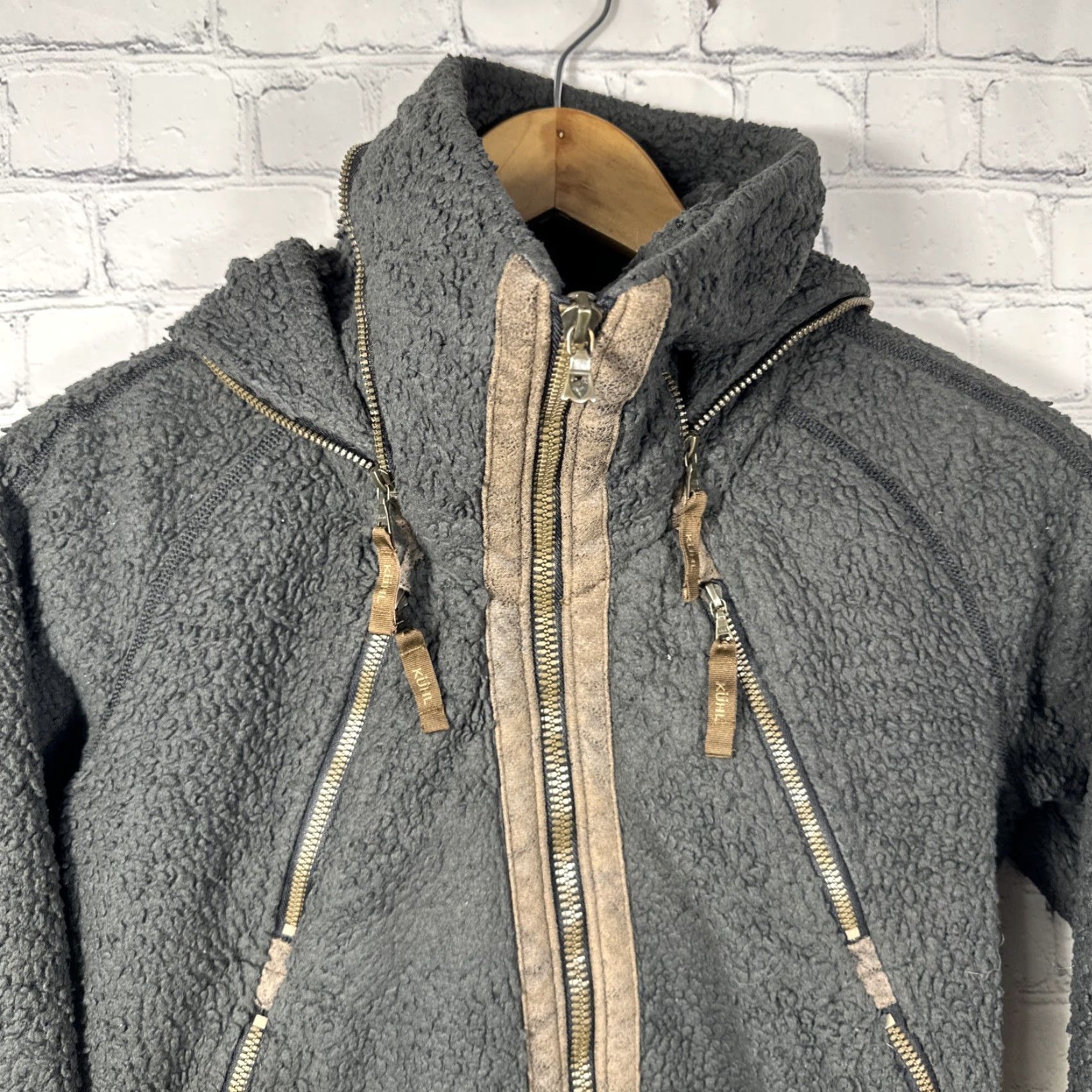 Vintage Kuhl Flight Jacket Womens Small Black Fleece Hooded Full Zip Thumbholes Size S / US 4 / IT 40 - 3 Thumbnail