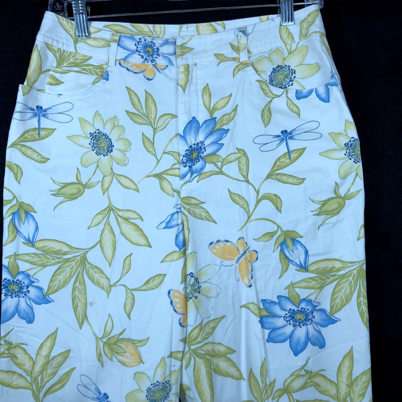 Talbots Talbots Womens Pants White Multi Floral High Rise Cropped Ankle Stretch 6 Size 28" / US 6 / IT 42 - 2 Thumbnail