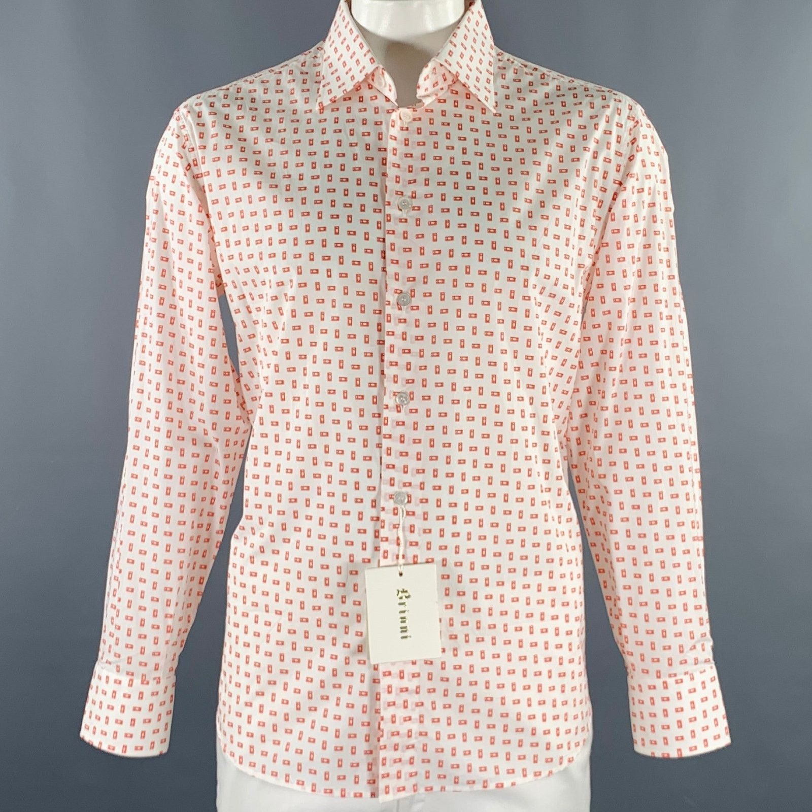 Brioni BRIONI Size XL White Red VHS Tape Cotton Long Sleeve Shirt Size US XL / EU 56 / 4 - 1 Thumbnail