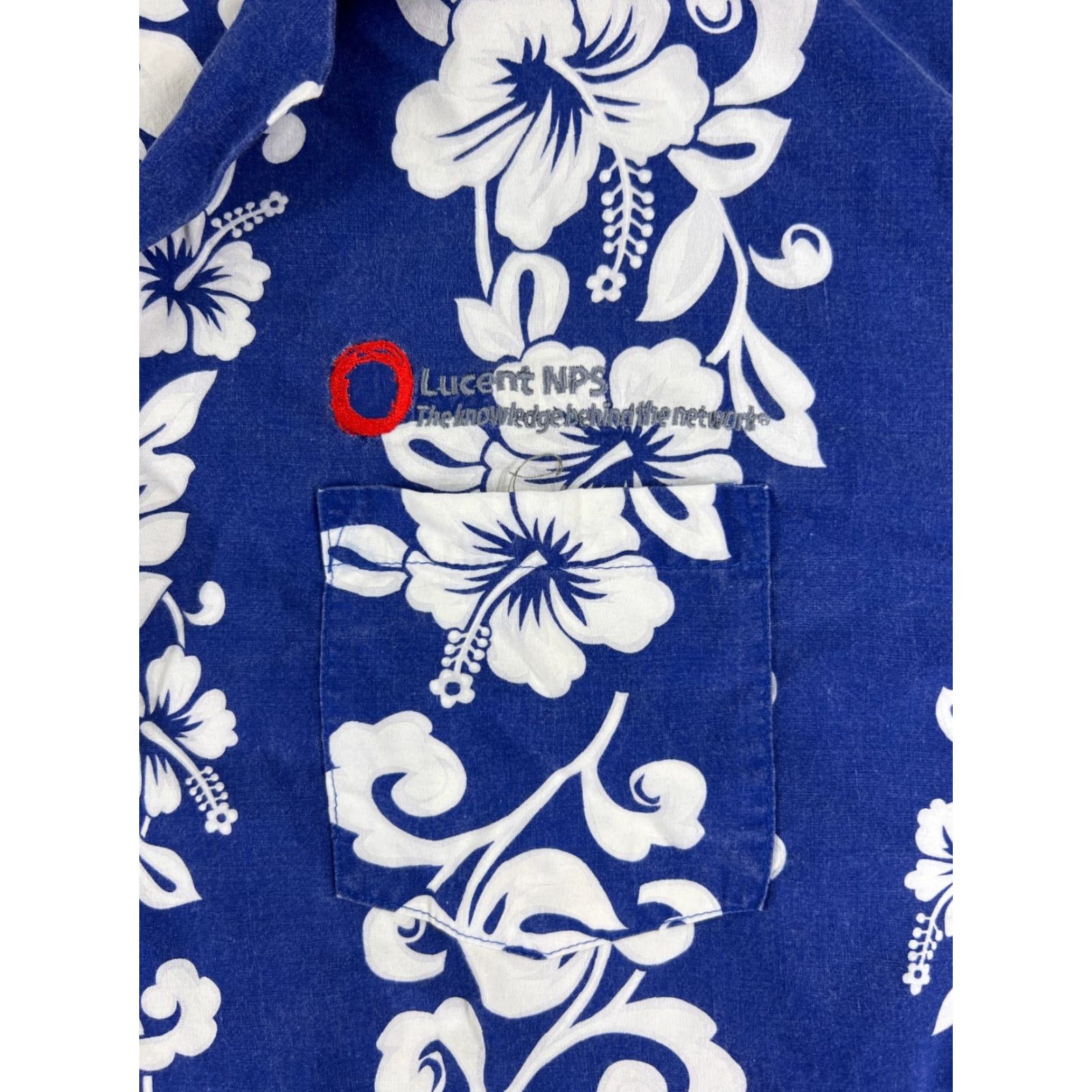 Vintage VINTAGE Hawaiian Shirt Adult Large Blue White Floral Lucent Embroidery IT Tele Size US L / EU 52-54 / 3 - 6 Thumbnail
