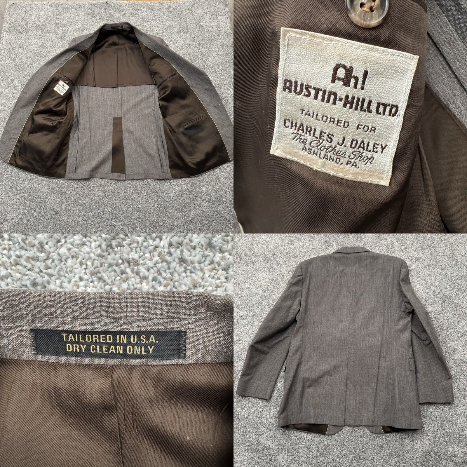 Vintage VINTAGE Austin Hill Ltd. Suit Jacket 2 Piece Men L Gray Striped 42 Chest 38 Waist 80s 70s Size 42R - 8 Thumbnail