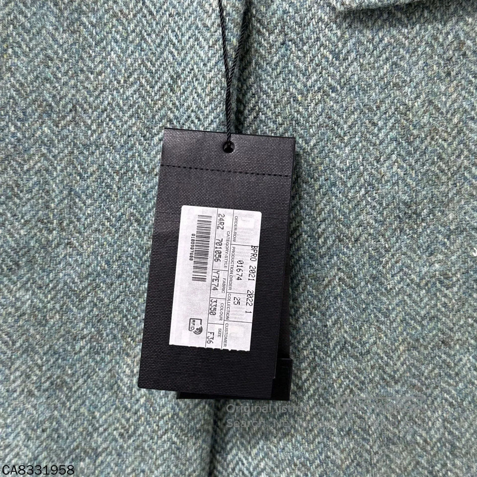 Saint Laurent Paris Saint Laurent Light Green Herringbone Blazer. Size XS / US 0-2 / IT 36-38 - 6 Thumbnail