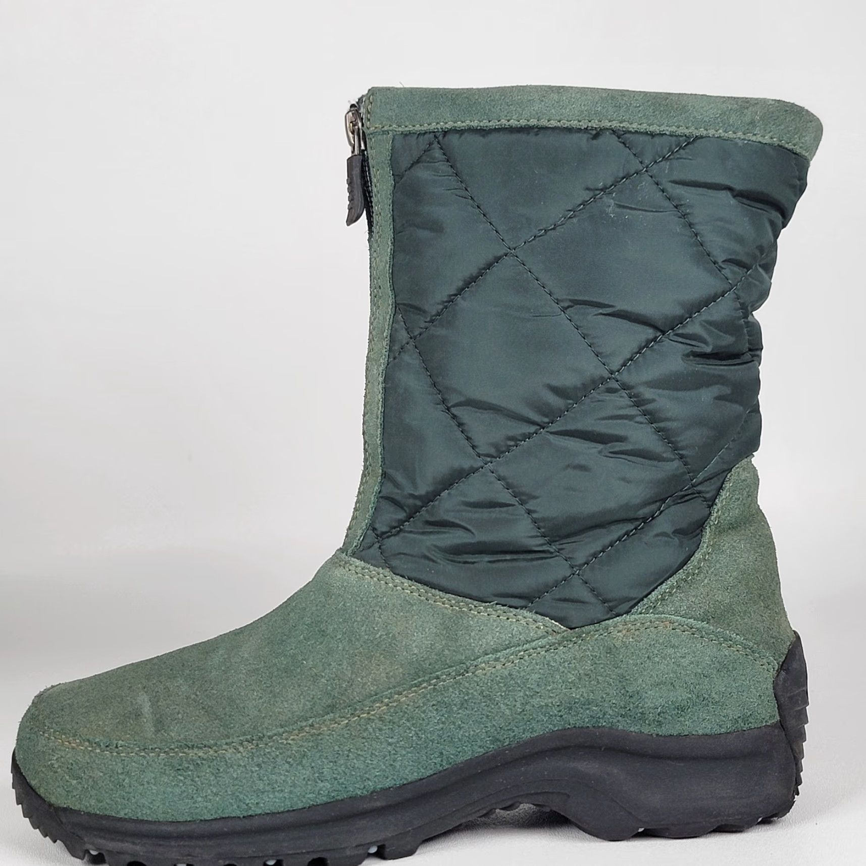 Vintage VINTAGE Lands Ends Women's 8B Snow Boots 176848 Green Suede Quilted Insulated - Casual Winter Boot Women size 8B Size US 8 / IT 38 - 6 Thumbnail