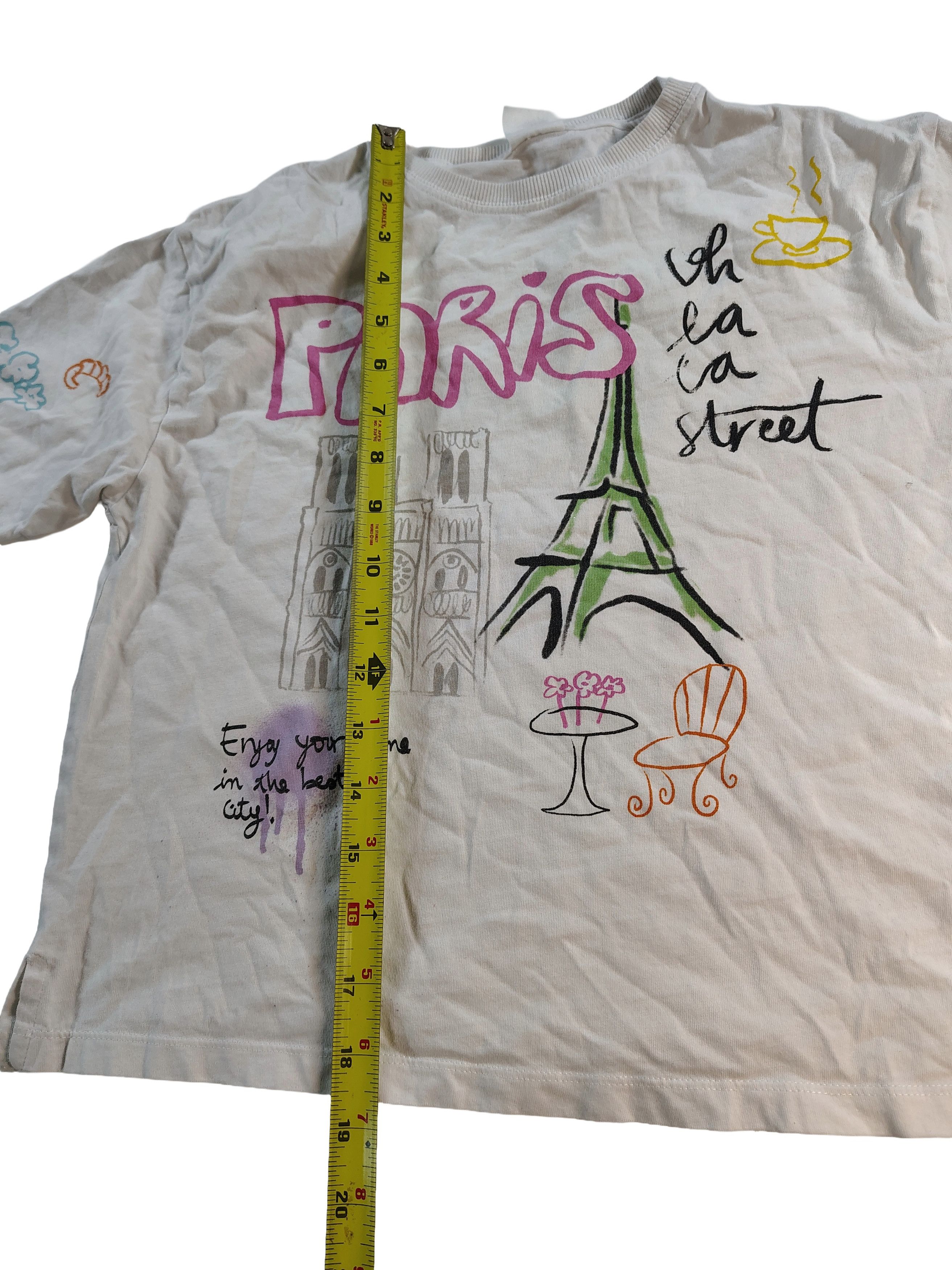 Zara Women's White Zara Paris Themed Graphic Shirt Size 11-12 Size L / US 10 / IT 46 - 5 Thumbnail