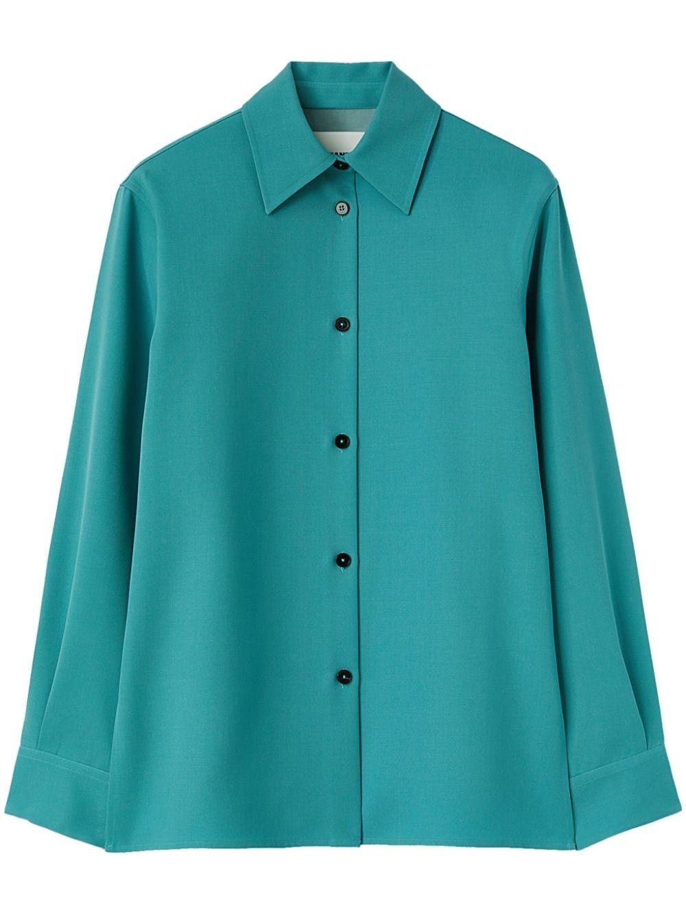 Jil Sander o1mt1gz0625 Button Shirt in Blue Green Size US S / EU 44-46 / 1 - 1 Thumbnail