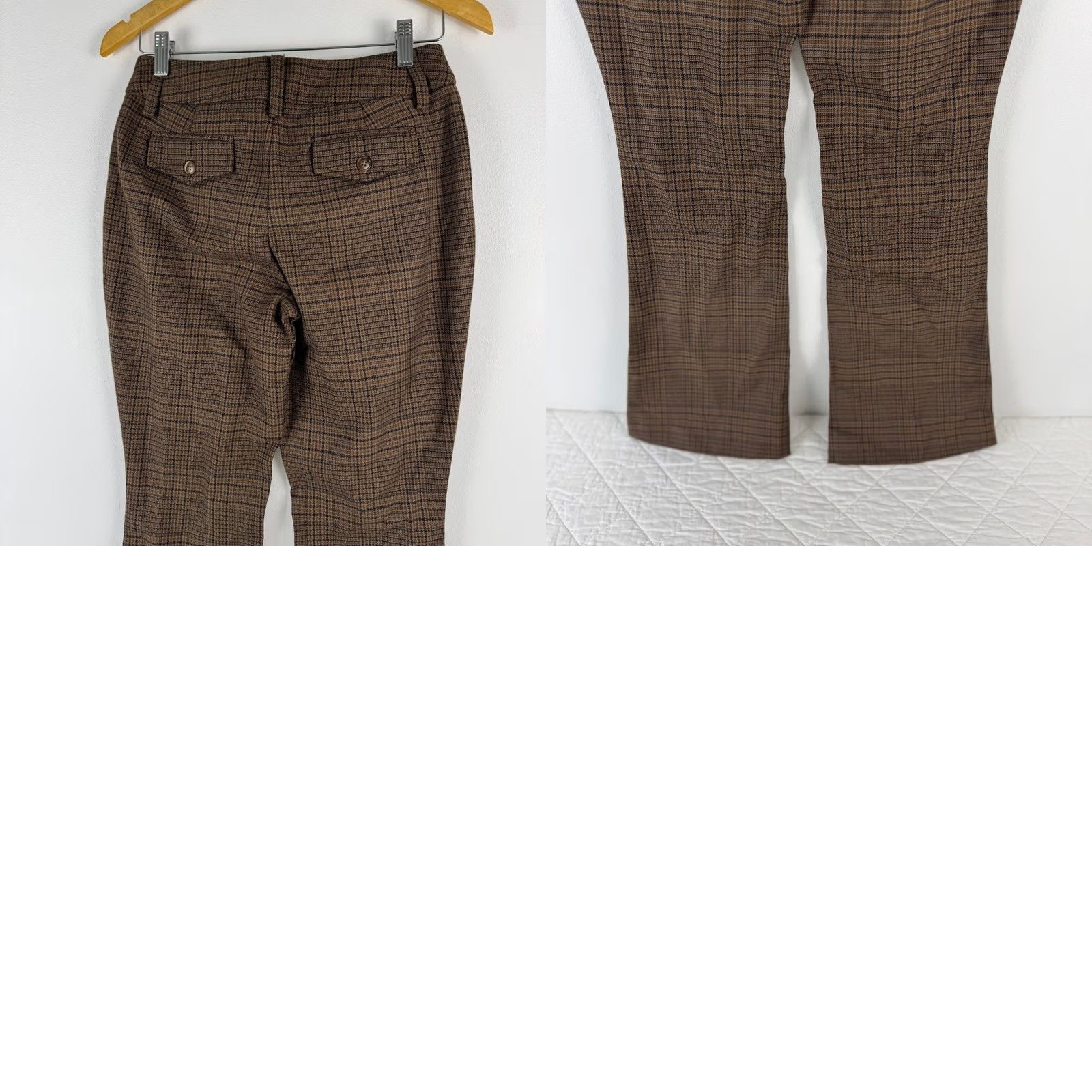 Urban Outfitters Urban Outfitters Brown Plaid Flare Leg Trousers Mid Rise Career Pants Womens Size 2 Size 26" / US 2 / IT 38 - 9 Thumbnail