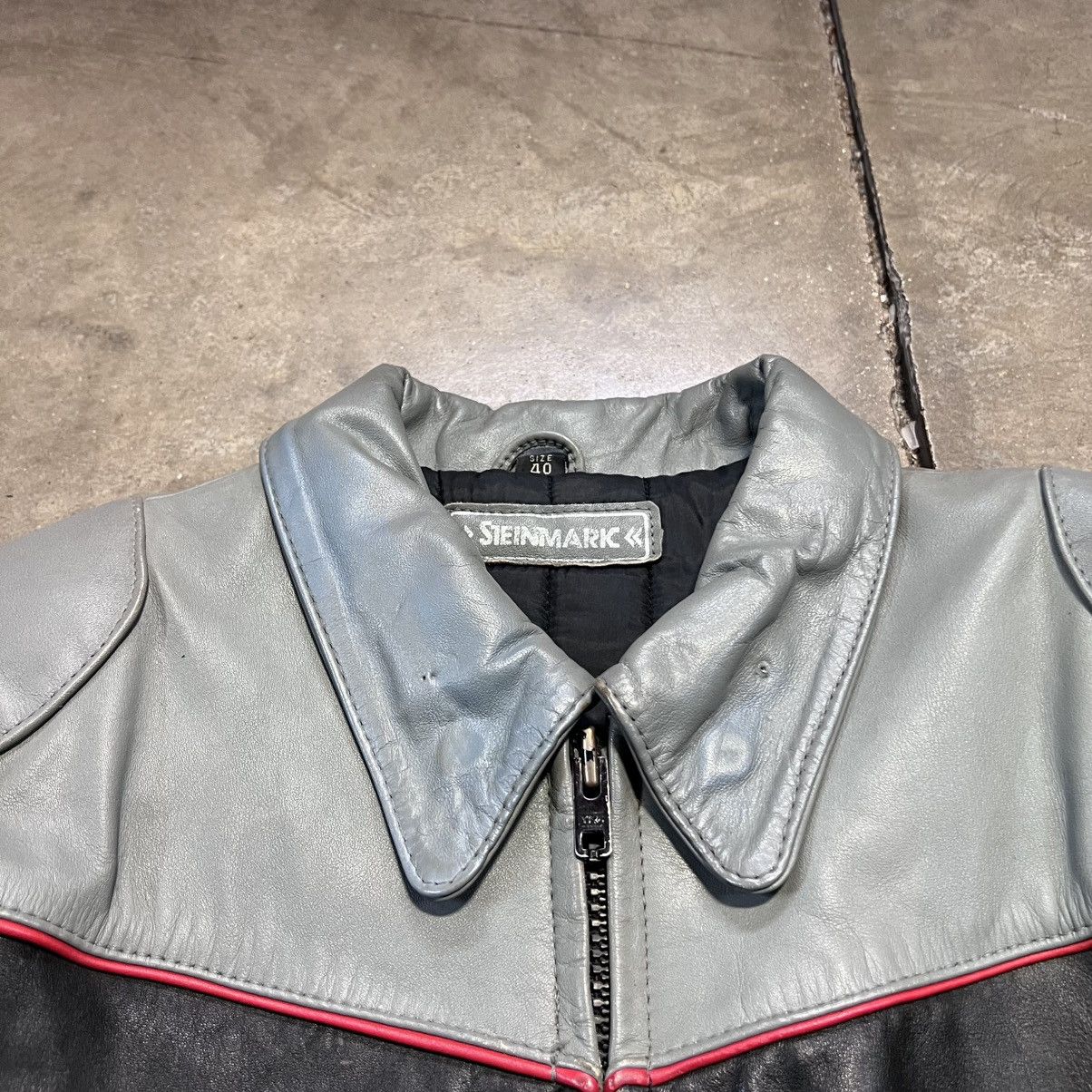 Vintage Vintage Steinmark Leather Jacket Biker Motorcycle Striped Size US M / EU 48-50 / 2 - 5 Thumbnail