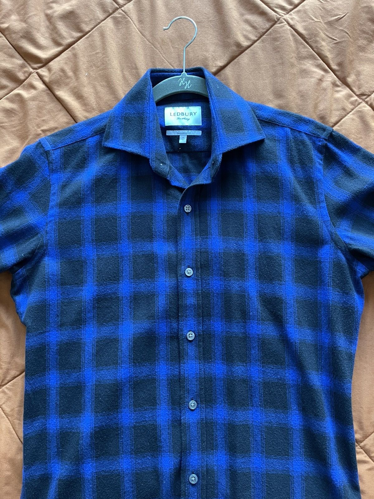 Ledbury Antonio Flannel Button Down Shirt (Size 15) Size US S / EU 44-46 / 1 - 3 Thumbnail