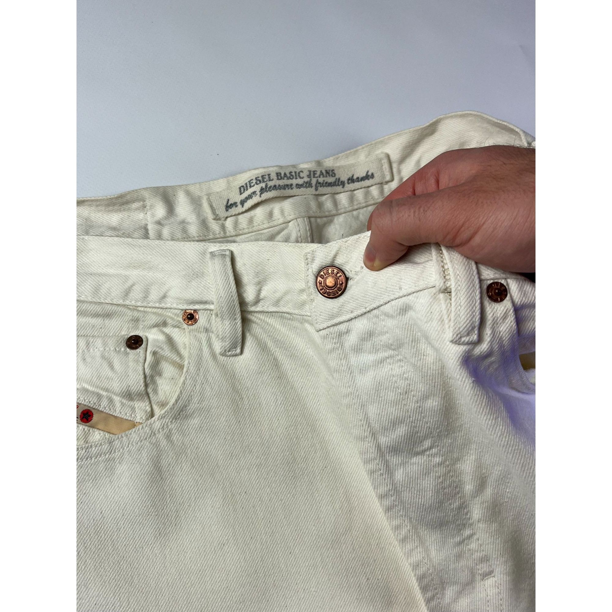 Diesel × Vintage Vintage Diesel Basic Jeans White Made In Italy Size US 34 / EU 50 - 6 Thumbnail