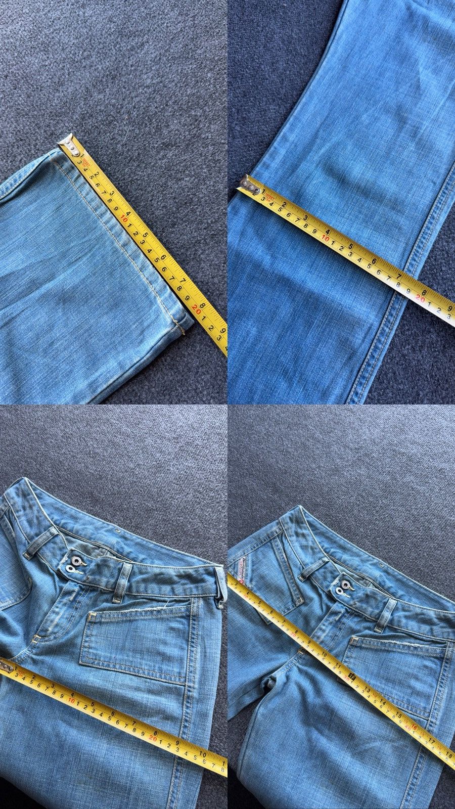 Diesel 90s Retro Diesel P-Hush Y2K Low Rise Flared Denim Jeans Size 27" / US 4 / IT 40 - 21 Thumbnail