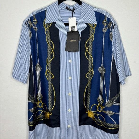 Versace Versace Nautical-Print Striped Shirt Blue Men’s Size 50/US L Size US L / EU 52-54 / 3 - 2 Thumbnail