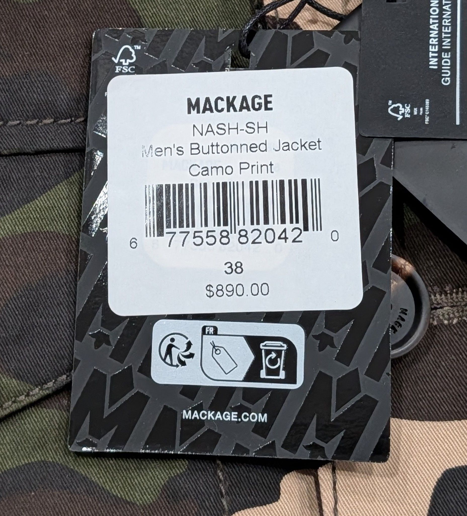 Mackage $890 Mens MACKAGE "Nash" Logo Camo Trucker Jacket 38 - Small Size US M / EU 48-50 / 2 - 11 Thumbnail