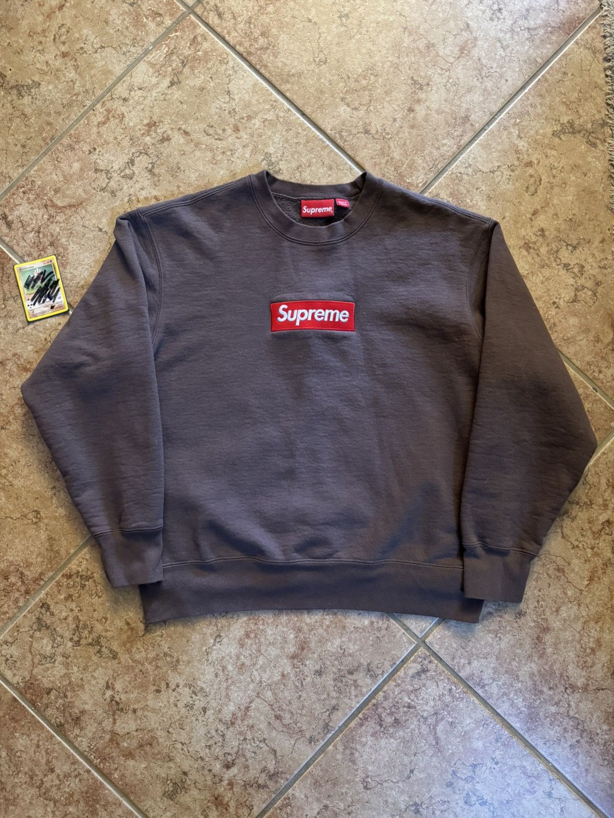 【ブラウン/S】Supreme Box Logo Crewneck Supreme Washed Box Logo Crewneck (SS25) - $158