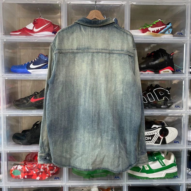 Dior Dior Washed Distressed Denim Long Sleeve Shirt Size US XL / EU 56 / 4 - 2 Thumbnail