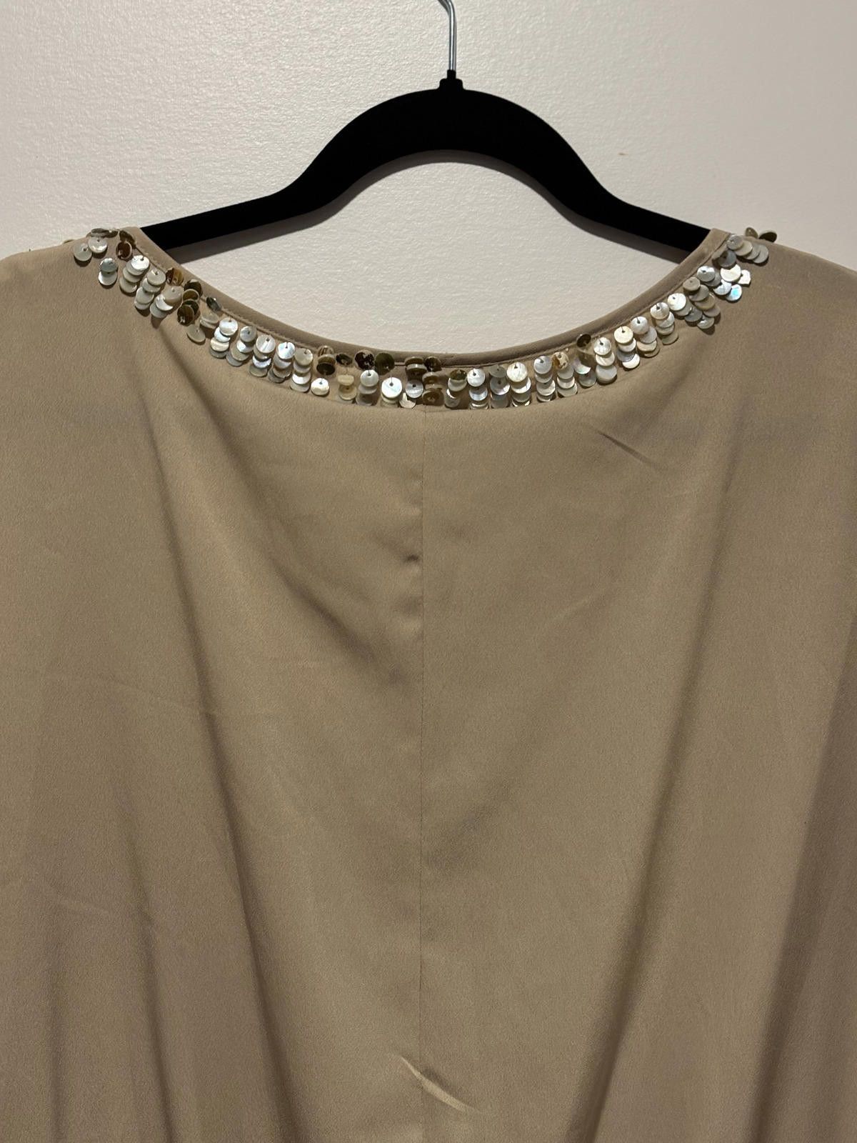 Other Adrienne Vittadini Beige Sequin Embellished Blouse Size M / US 6-8 / IT 42-44 - 6 Thumbnail