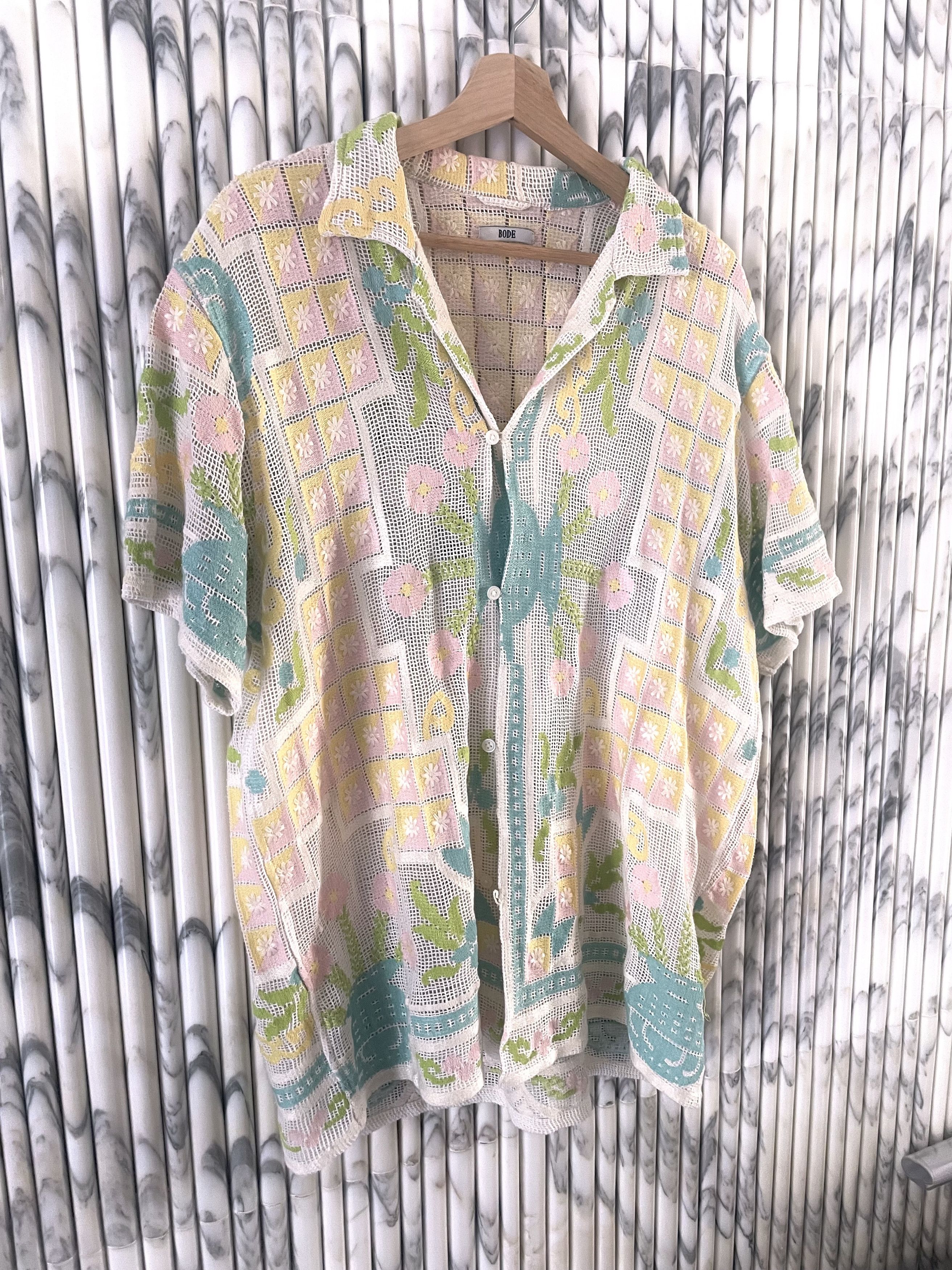 Bode SUMMER GARDEN FLORAL CROCHET LACE EMBROIDERED SHIRT Size US L / EU 52-54 / 3 - 3 Thumbnail