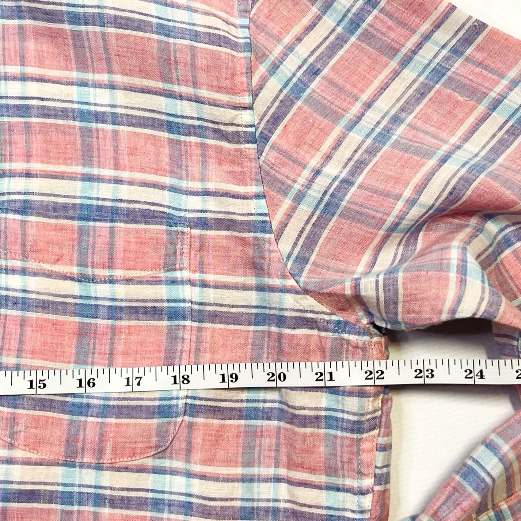 Faherty Faherty Cloud Shirt Mens Large Rose Buffalo Check Blue Pink Plaid Button-Up Size US L / EU 52-54 / 3 - 5 Thumbnail