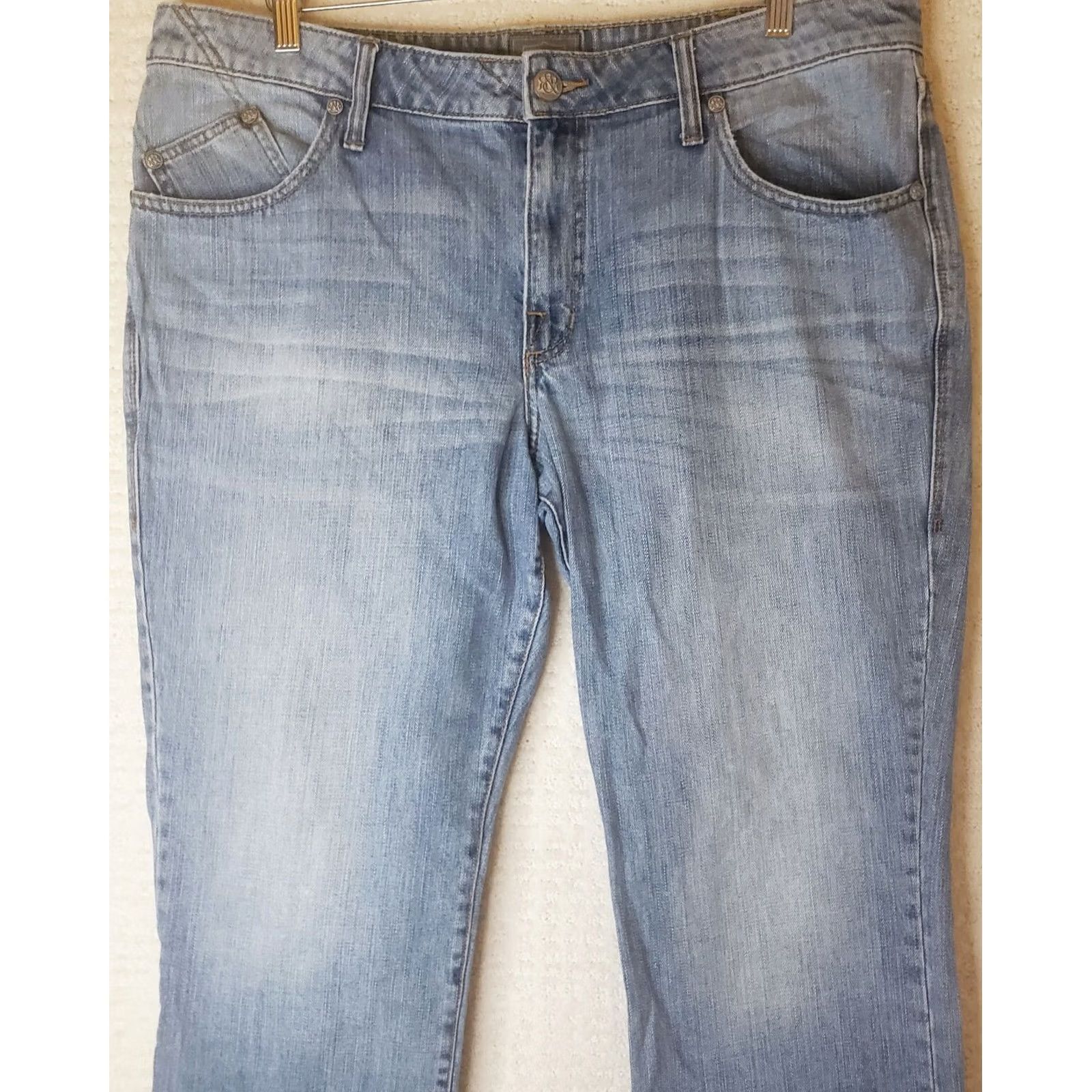 Vintage Rock & Republic Mens Jeans Boot Cut Blue 38x30 Button Fly Y2K Stiching Fading Size US 38 / EU 54 - 2 Thumbnail