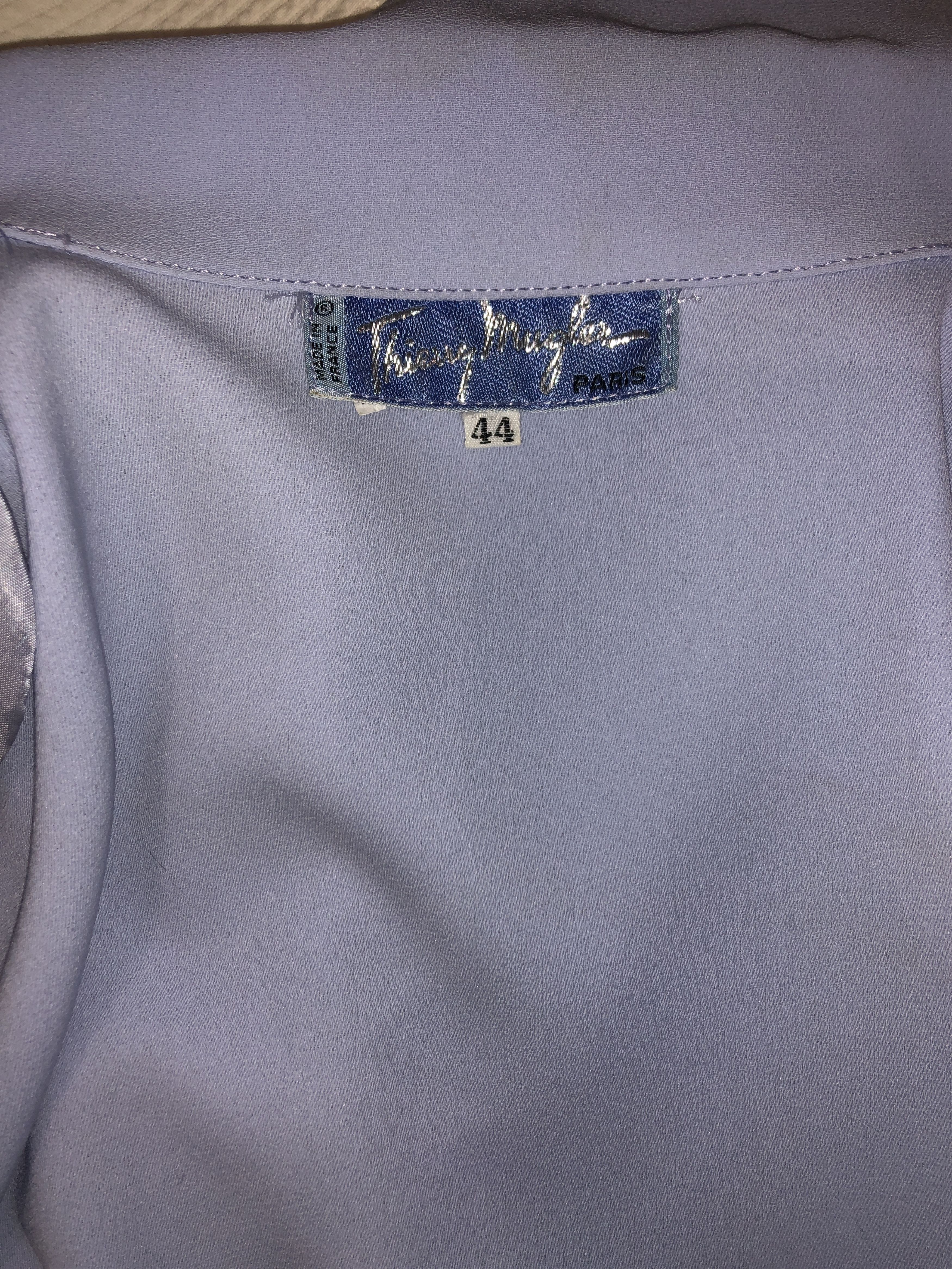 Thierry Mugler Silver Metal embellishment pale blue dress Size L / US 10 / IT 46 - 17 Thumbnail