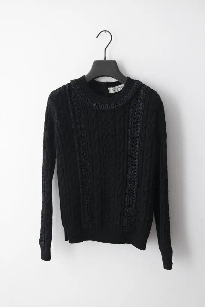 Valentino Crochet trim cotton sweater Size XS / US 0-2 / IT 36-38 - 1 Thumbnail