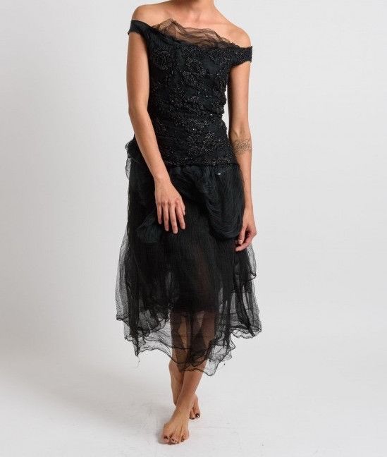 Marc Le Bihan $1875 Marc Le Bihan Silk Beaded Lace Detail Crop Top Size M / US 6-8 / IT 42-44 - 2 Thumbnail